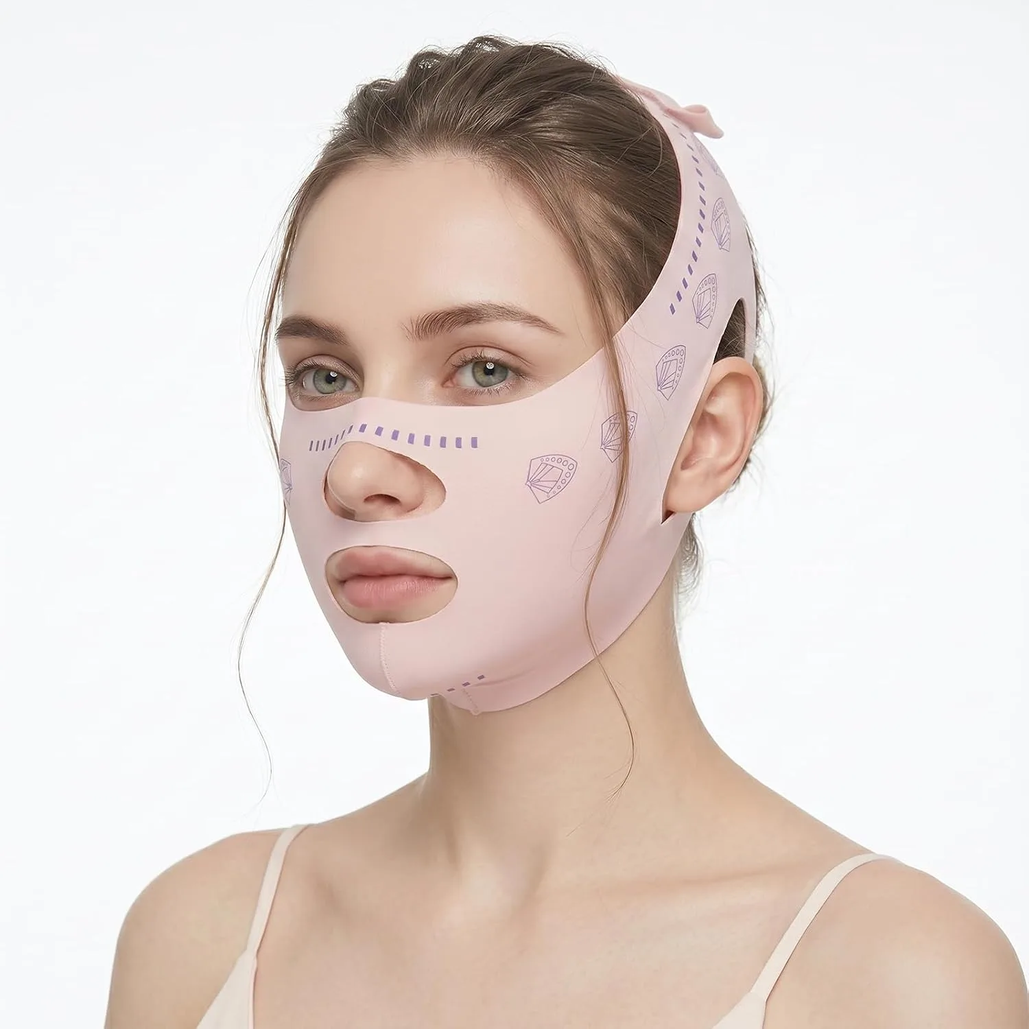 V Line Lifting Mask, Double Chin Reducer Jawline Shaper Strap for Women, Reusable Face Lifting Mask for Sleeping, Breathable Cooling Chin Strap Prevent Sagging