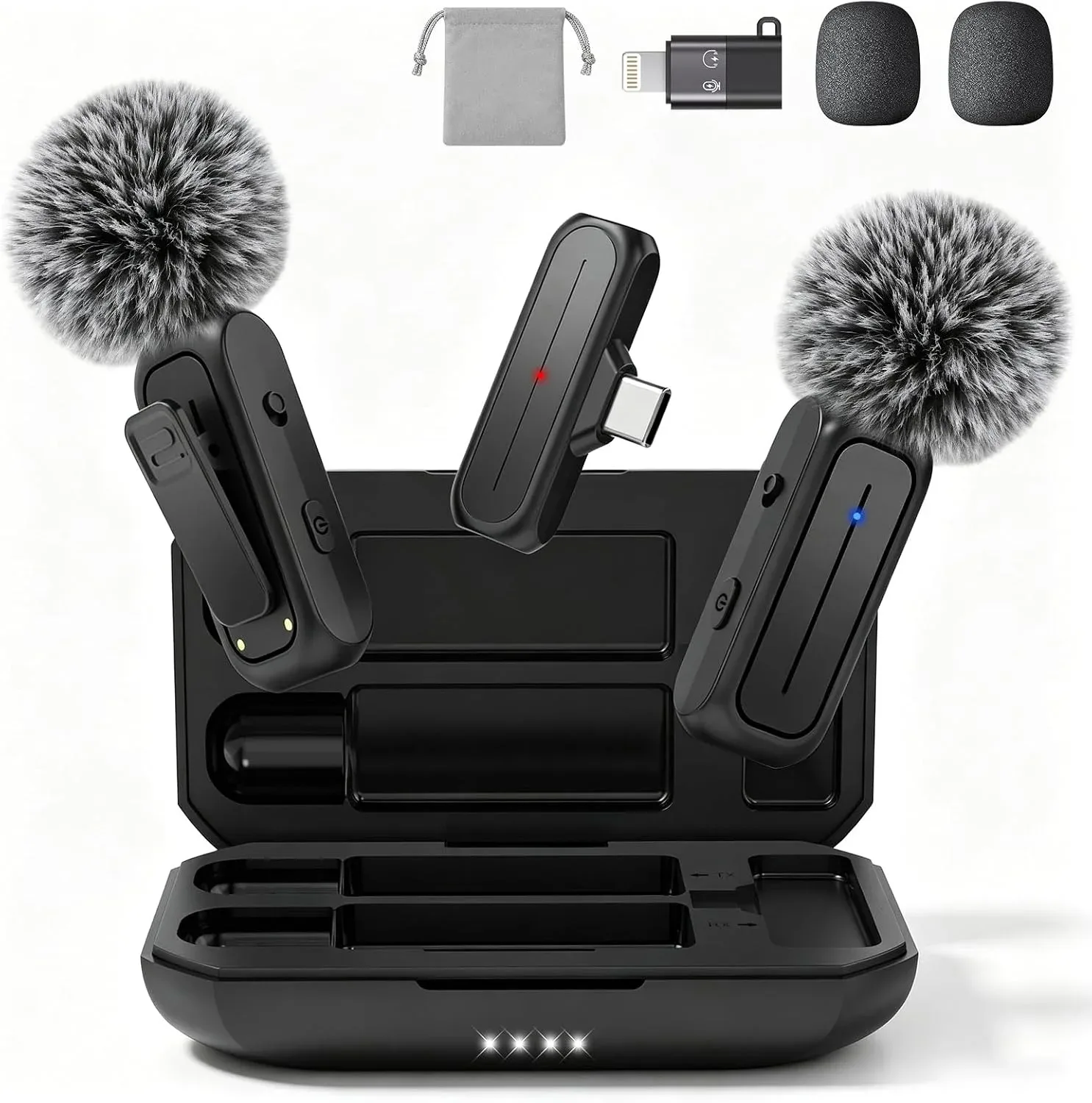 MAYBESTA Wireless Mini Microphone for iPhone Android Phone - Bluetooth Lapel Microphones with Charging Case for Video Recording - 2 Clip on Content Creator Mics for Tiktok YouTube Vlog