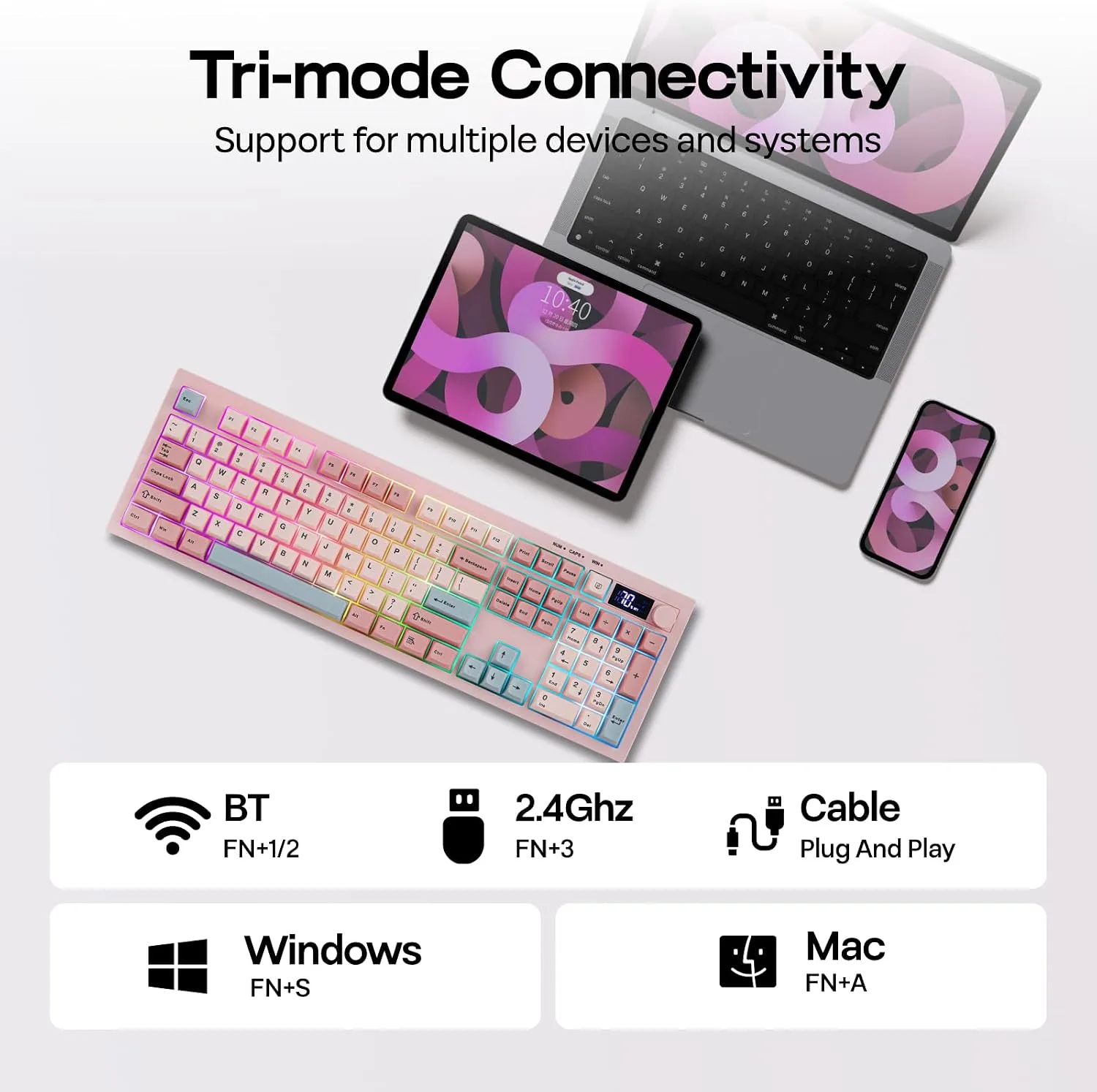 EPOMAKER Aula S102 PRO Membrane Gaming Keyboard w/TFT Screen & Volume Knob