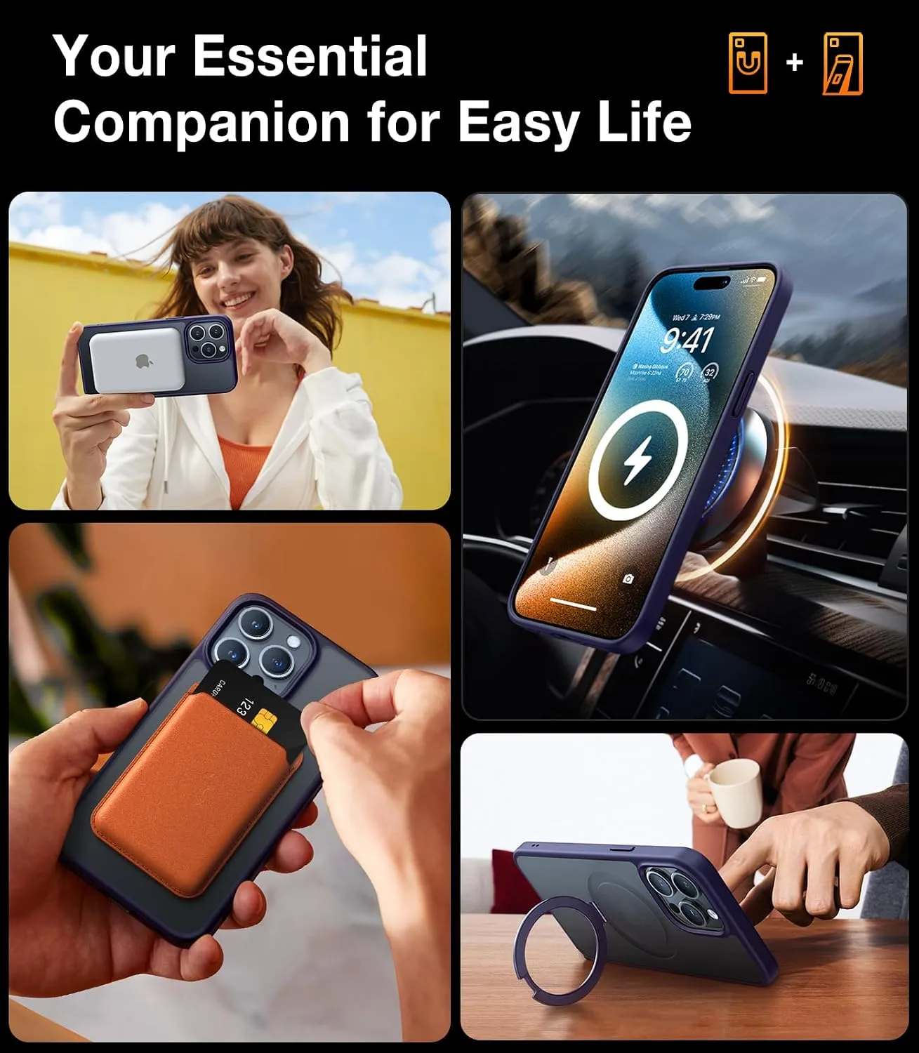 TORRAS Magnetic Ostand for iPhone 15 Pro Max Case, [Military Grade Drop Tested][Compatible with MagSafe][Build in Kickstand] Translucent Hard Back Soft Edge Anti-Fingerprint 6.7" 2023, Purple