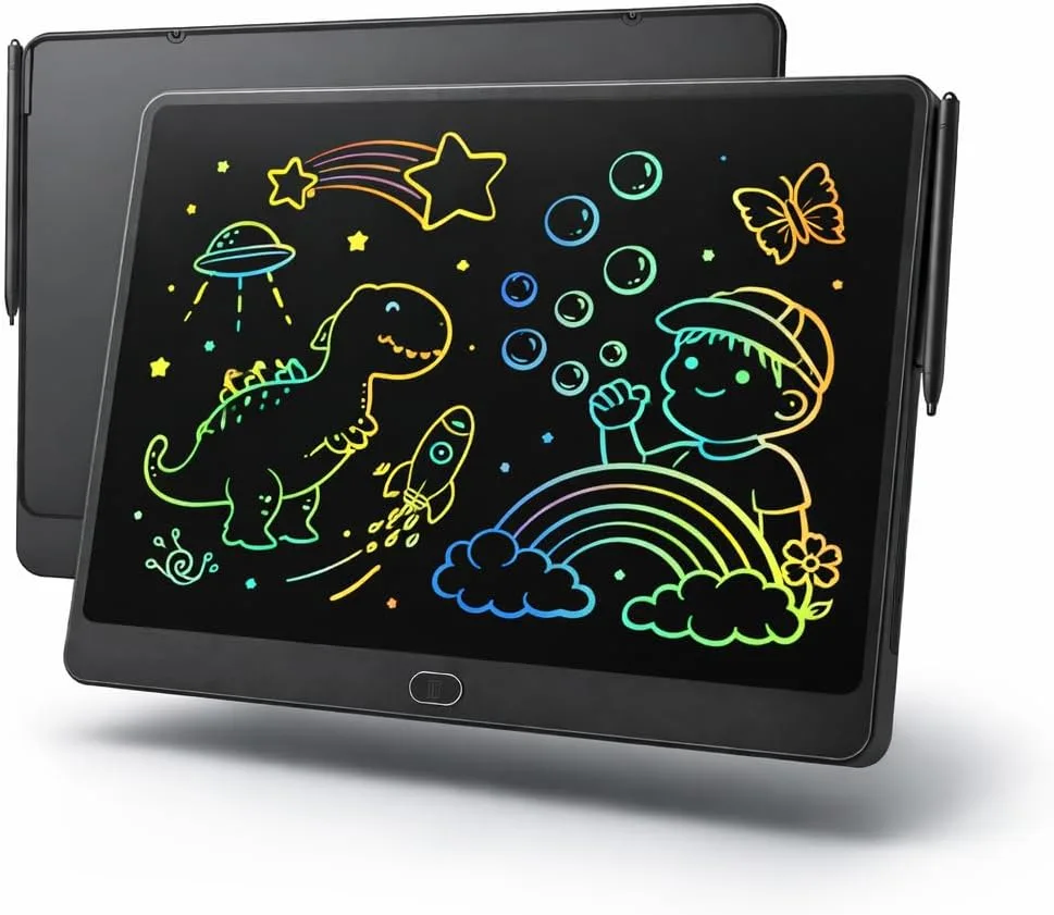 16 Inch Large LCD Writing Tablet for Kids, Colorful Reusable Electronic Doodle Board with Stylus, Educational Drawing Pad for Math Practice & Learning, Travel Essential Toys for Boys Girls (Black)