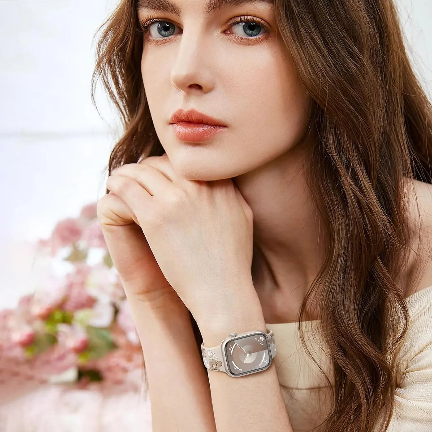 Witzon Floral Silicone Band Compatible with Apple Watch Bands For Women