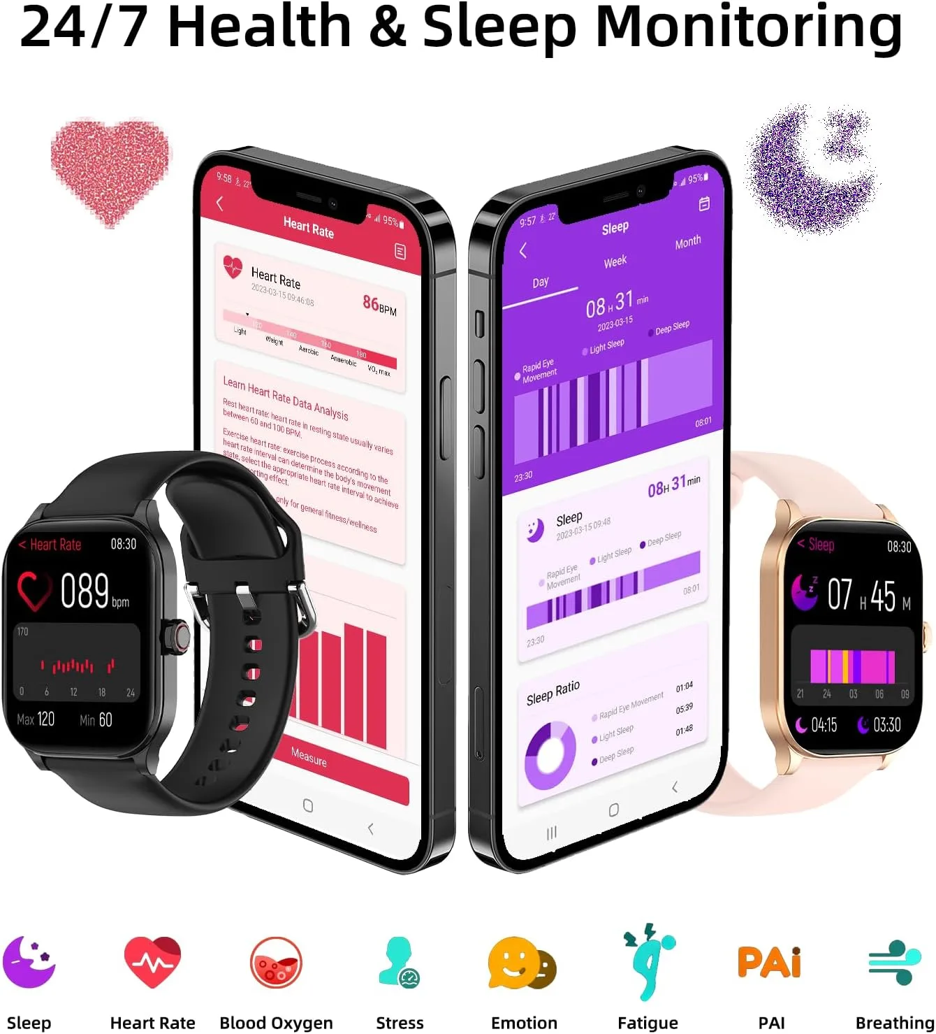 Smart Watch, GPS & Free Maps, 1.96" HD Screen, AI, Bluetooth Call & Text