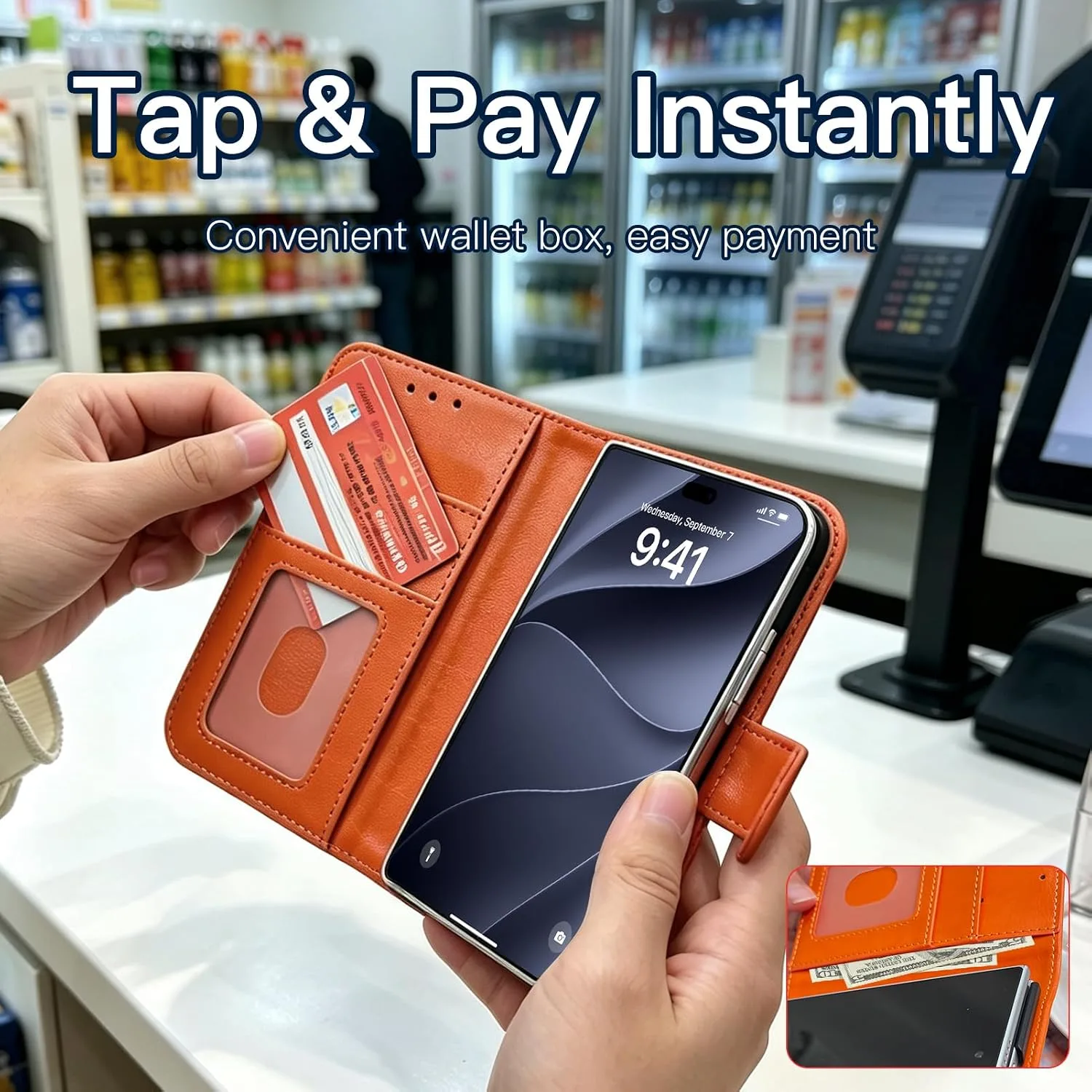 Wallet Phone Case Crafted for iPhone Duo Orange