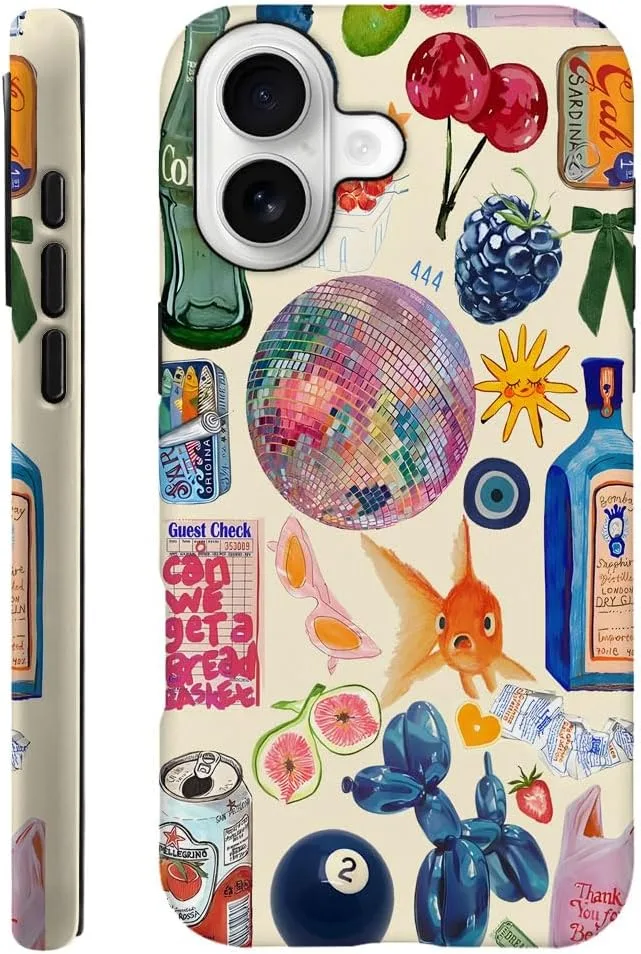 Case Compatible with iPhone 17,Fall Prevention Hybrid 2-Layer Hard Shell Phone Cover for Girls Boys,Collage European Disco