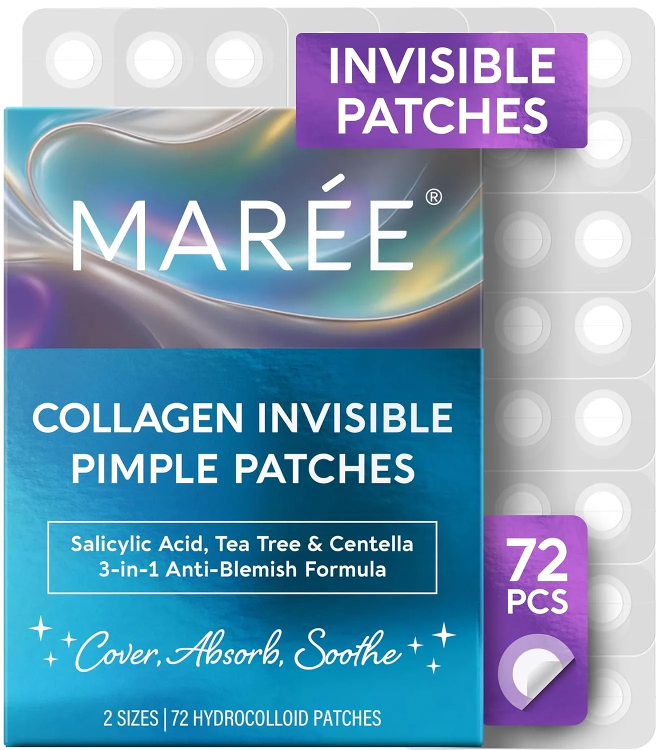 MAREE Invisible Pimple Patches for Face - Clear Zit Acne Patches - 72 Ct