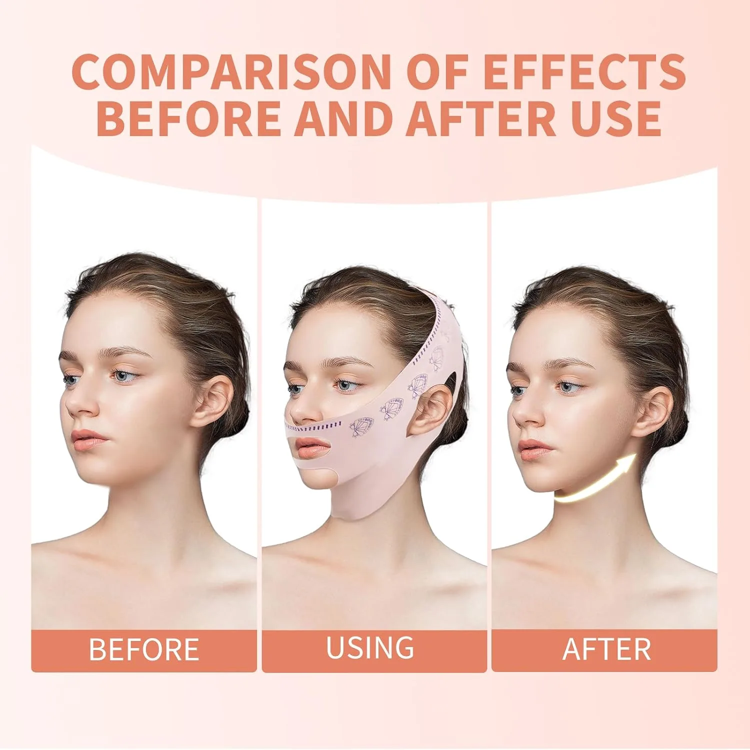 Chin Strap for Sleeping, Reusable Double Chin Reducer Eliminator for Women, V Line Lifting Mask Face Slimming Strap, Breathable Jawline Exerciser Lifting & Firming Prevent Sagging
