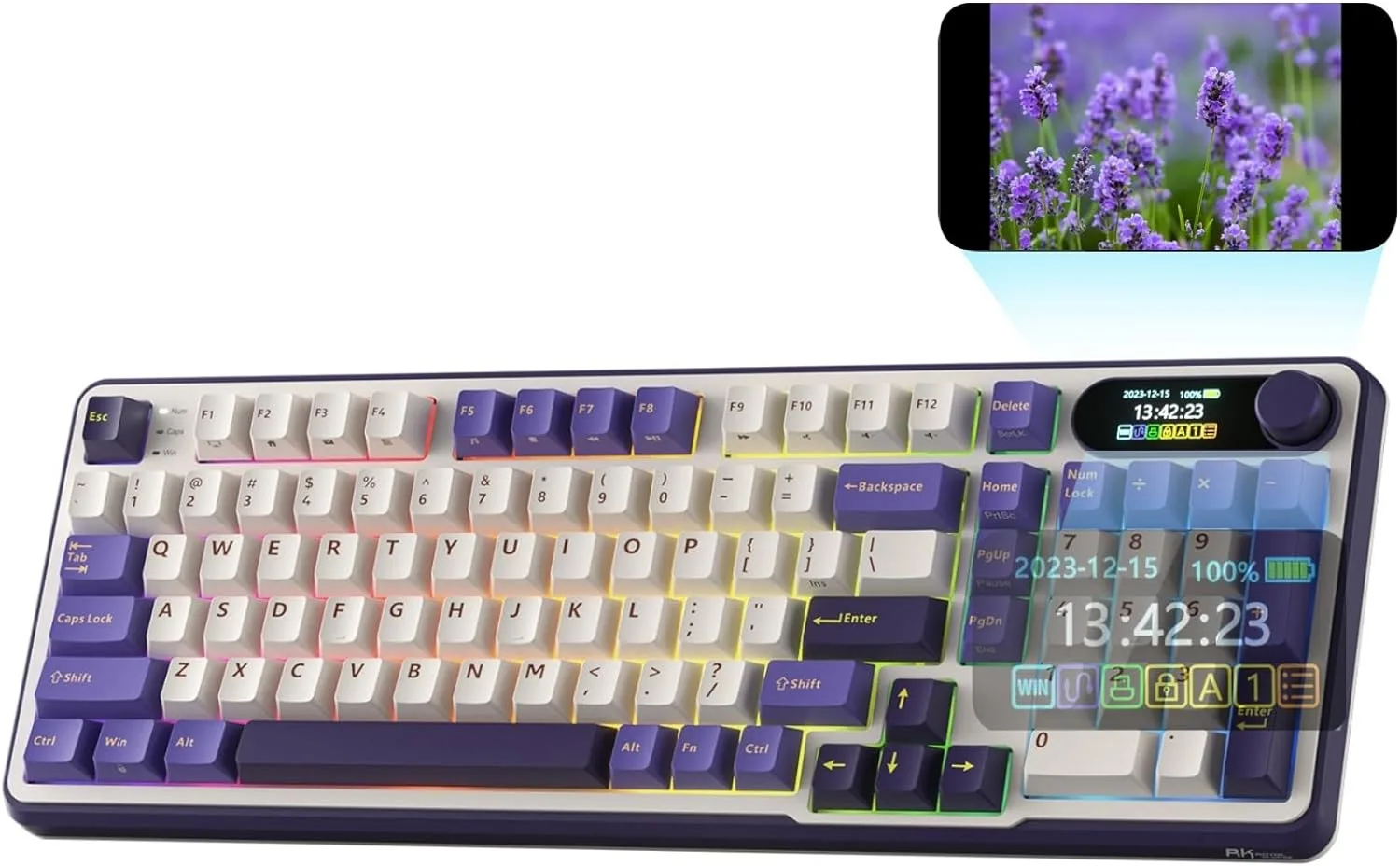 Teclado Gamer RK Royal Kludge S98 inalámbrico mecánico con pantalla inteligente y perilla