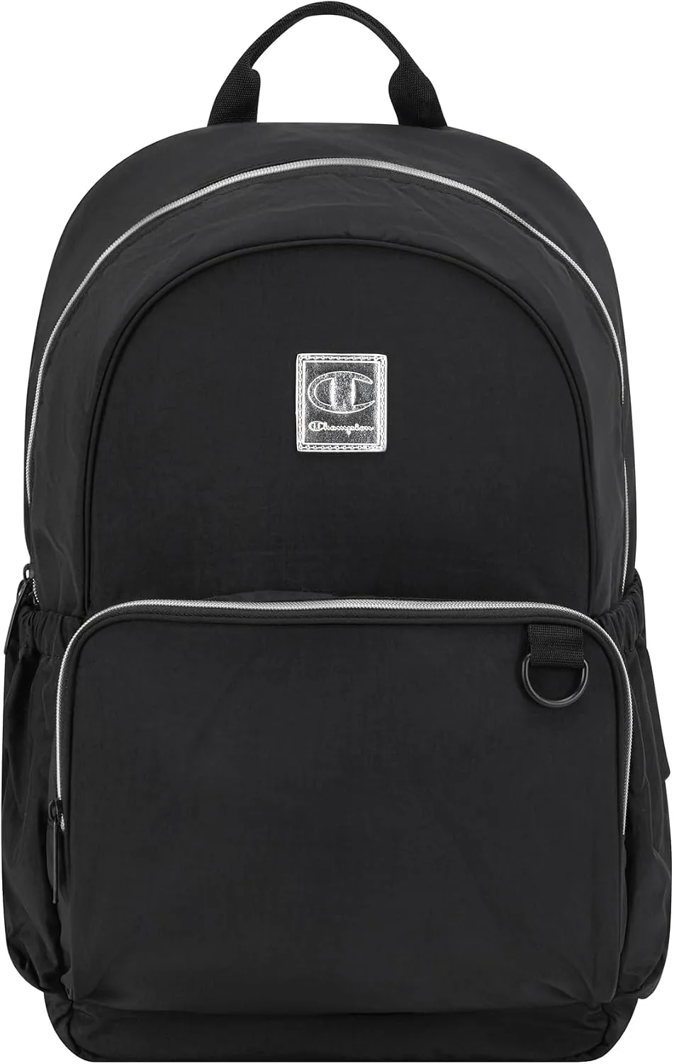 Champion Venice Laptop Backpack in Crinkle Nylon with Padded Adjustable Straps, Water Bottle Pocket for Work, Travel, Commute, Black, One Size