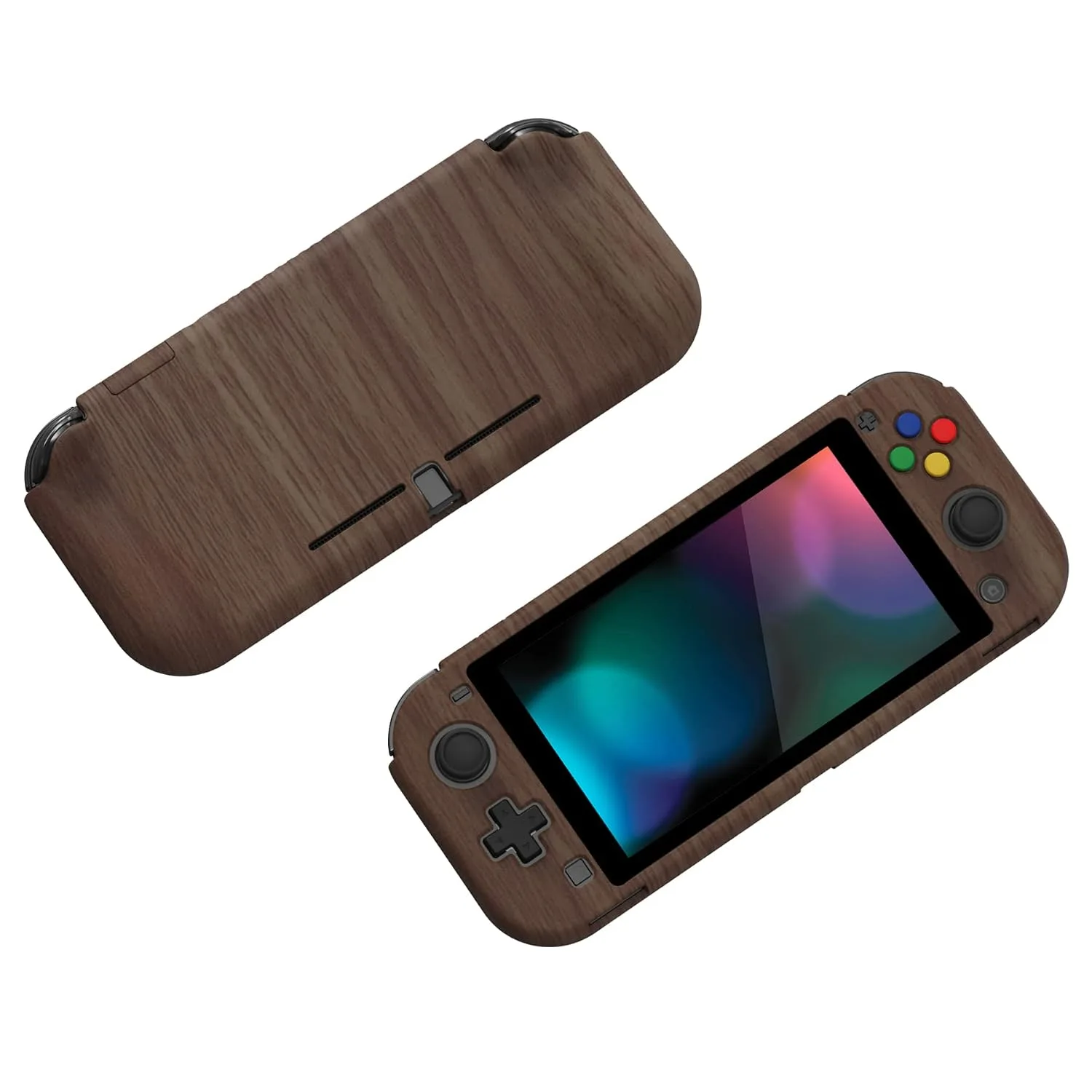 PlayVital ZealProtect Protective Case for Nintendo Switch Lite, Hard Shell Ergonomic Grip Cover for Nintendo Switch Lite w/Screen Protector & Thumb Grip Caps & Button Caps - Wood Grain