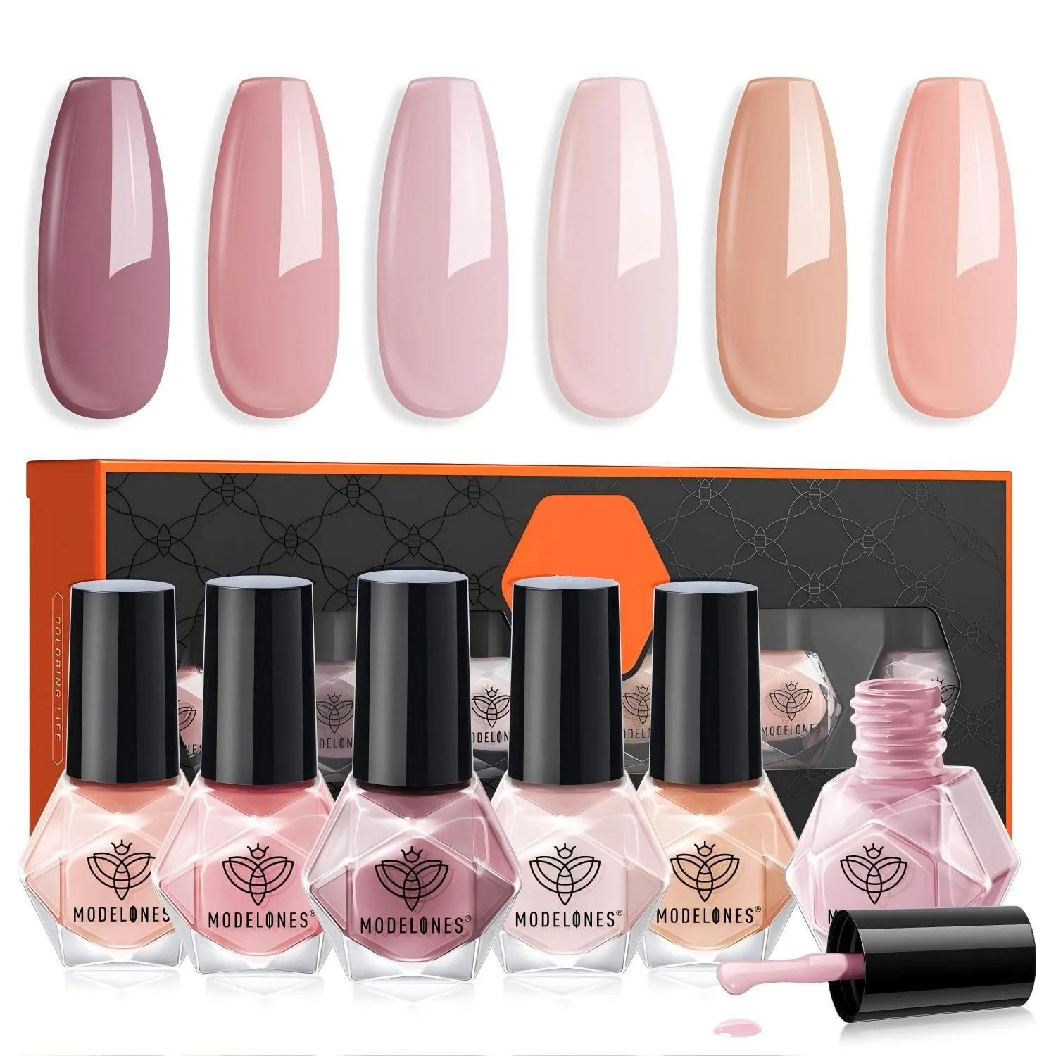 modelones Nude Nail Polish, 6 Colors Neutral Nude Nail Polish Set