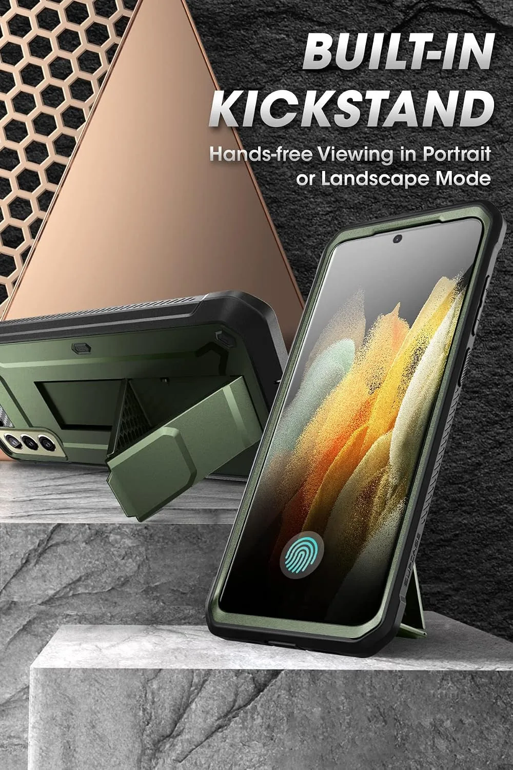 SUPCASE for Galaxy S21 FE Case with Built-in Screen Protector, Green