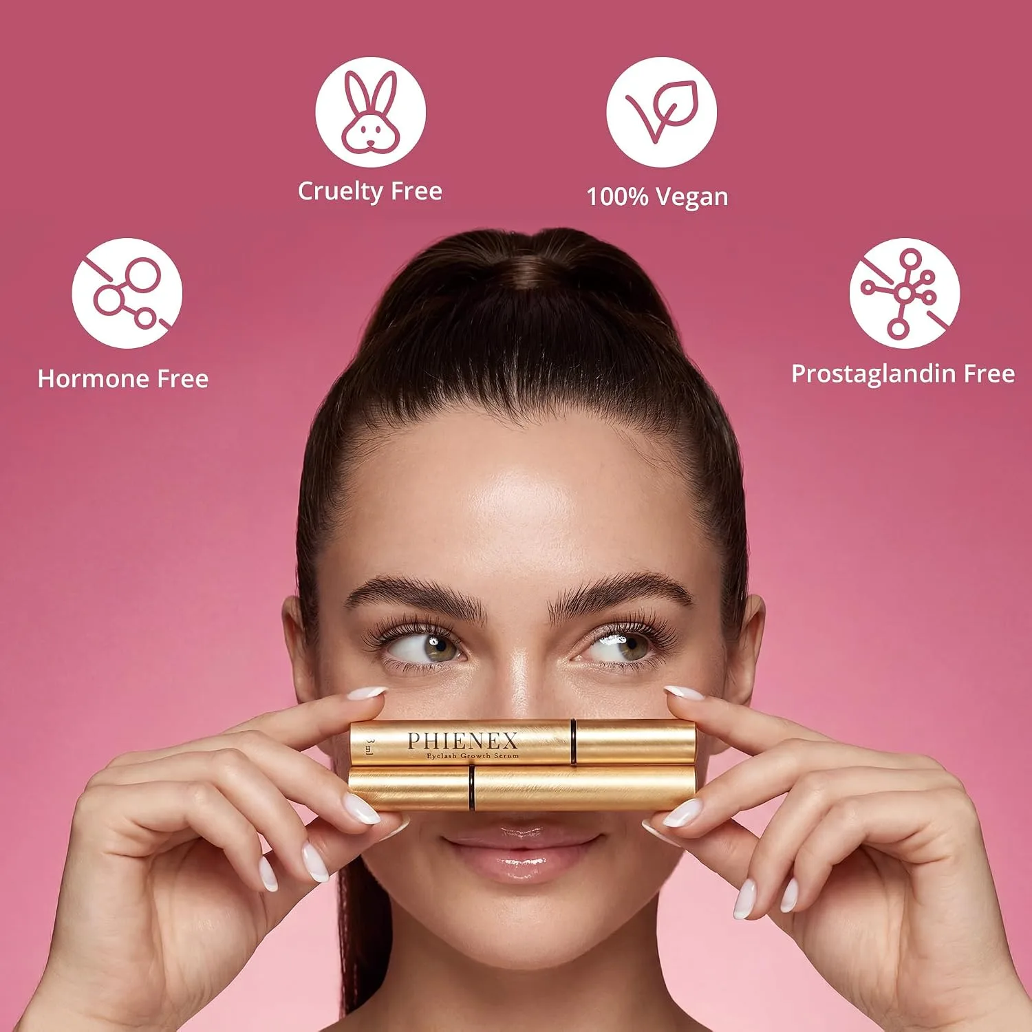 Phienex 2026 New Version Lash Serum for Eyelash Growth– 7-Day Visible Results, Vegan & Hormone-Free, Botanical Peptide Complex for Longer, Fuller & Thicker Lashes –Gentle for Sensitive Eyes(Cranberry)