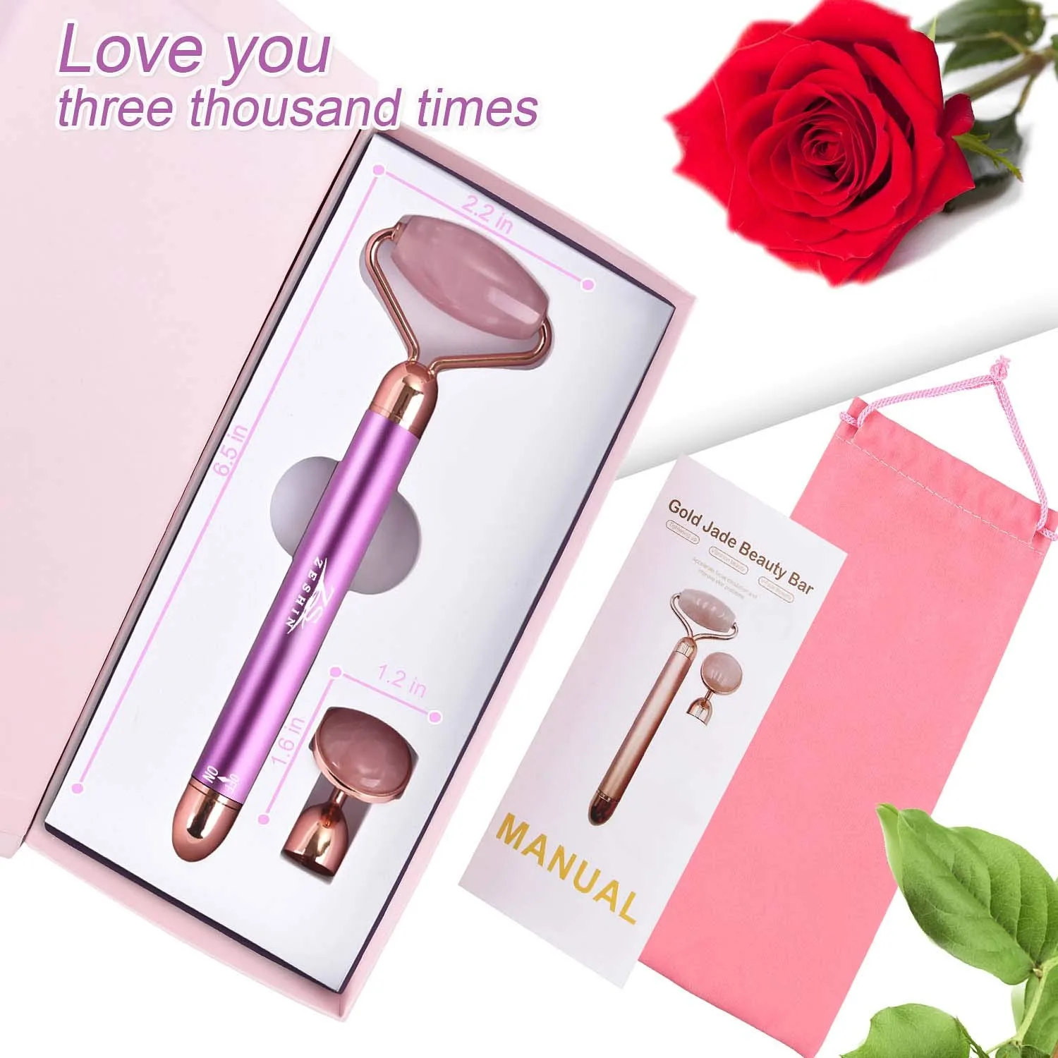 Upgrade 2 in 1 Vibrating Face Roller, Electric Jade Facial Massager Set