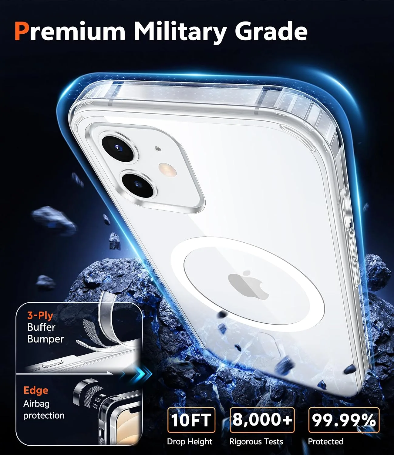 FNTCASE for iPhone 12 Case Clear iPhone 12 Pro Case Compatible with Magsafe