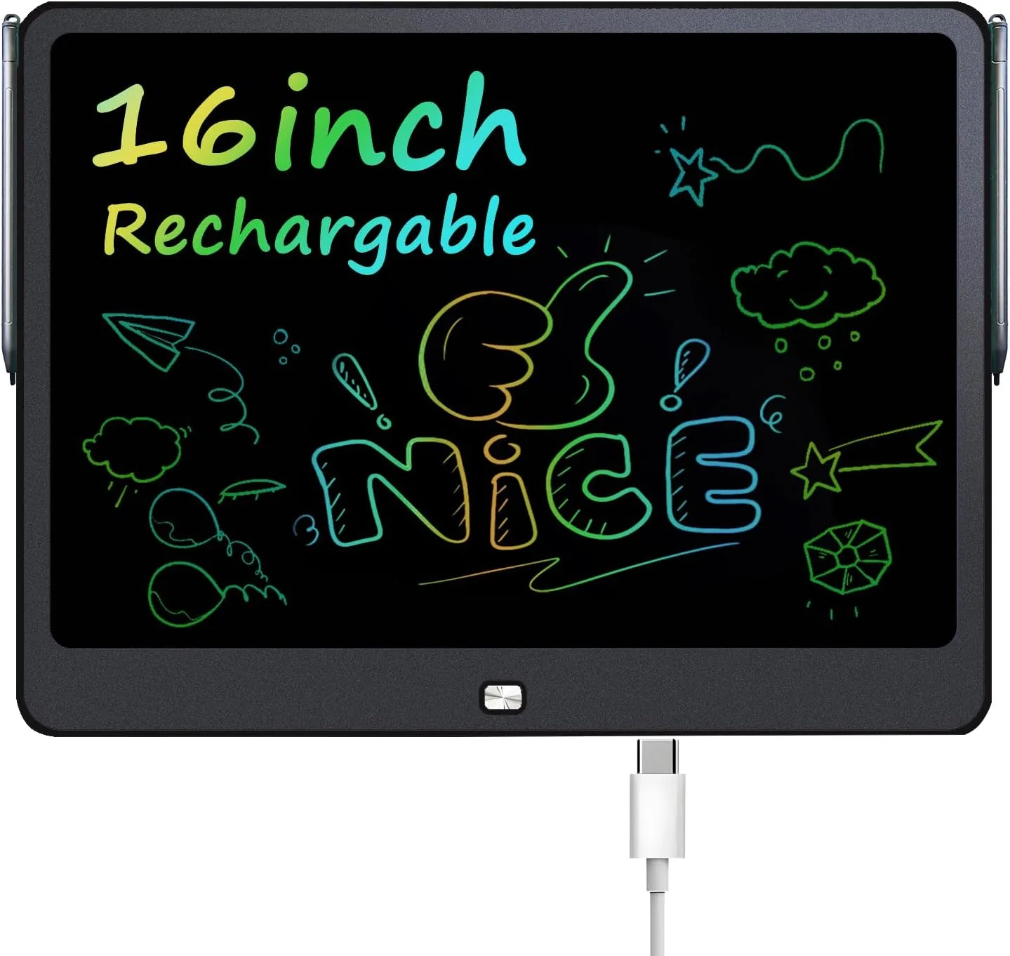 Rechargeable LCD Writing Tablet for Kids, 16 Inch Colorful Drawing Tablet, Educational Toddler Drawing Pad, ​Reusable Learning Toys for Kids (Ages 3-12), Ideal Gift for Christmas Birthday (Pink)