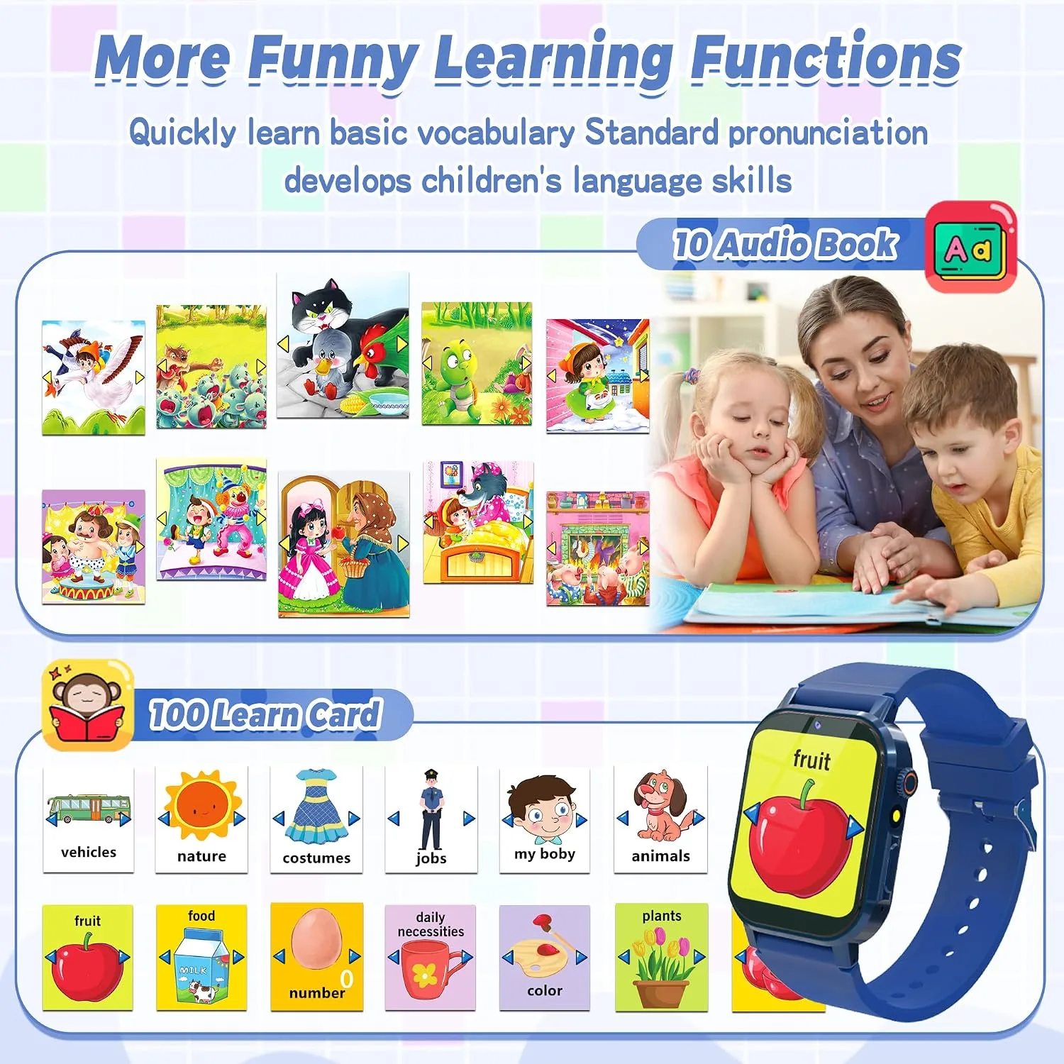 Kids Smart Watch Boys Ages 3-12 with 32 Puzzle Games, HD Camera, Pedometer