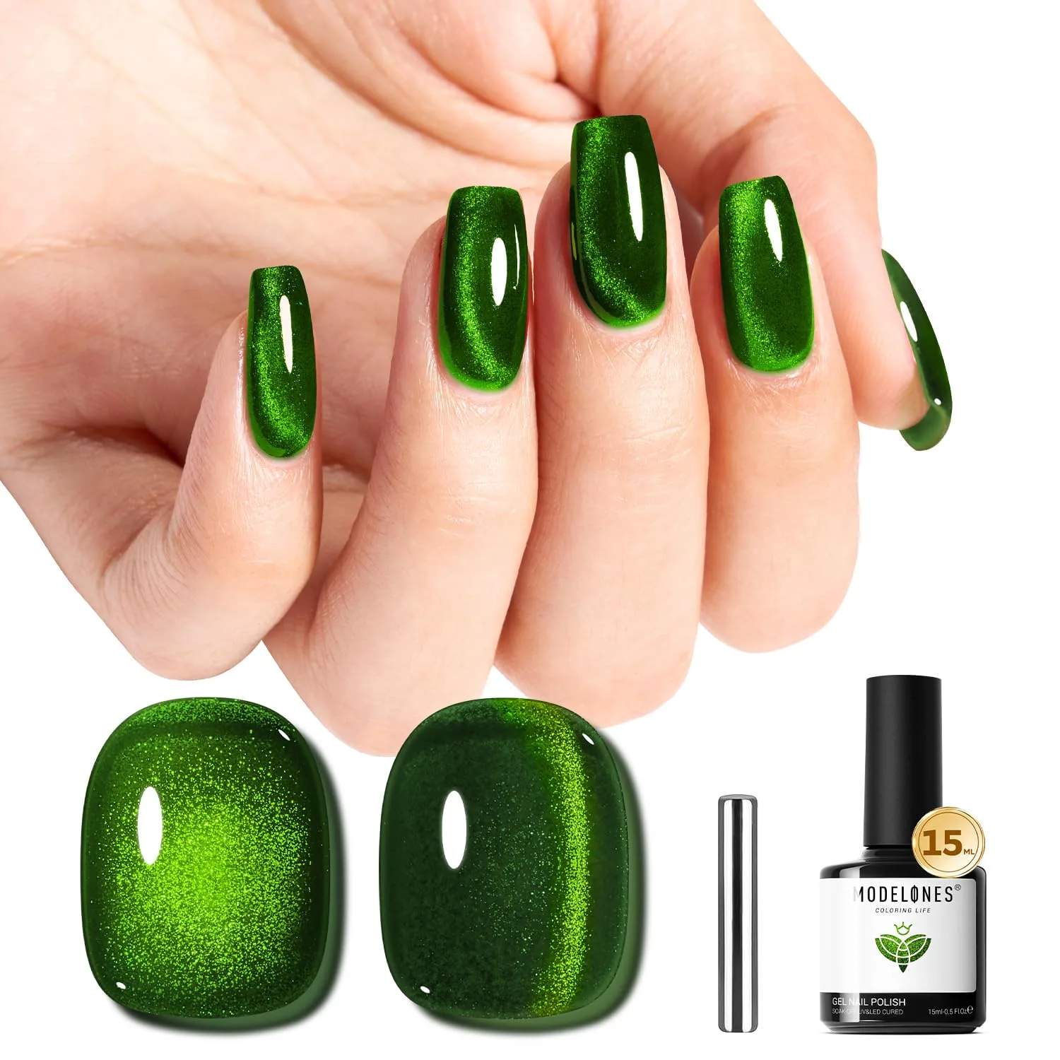 modelones Cat Eye Gel Nail Polish Green Gel Polish 15 ML