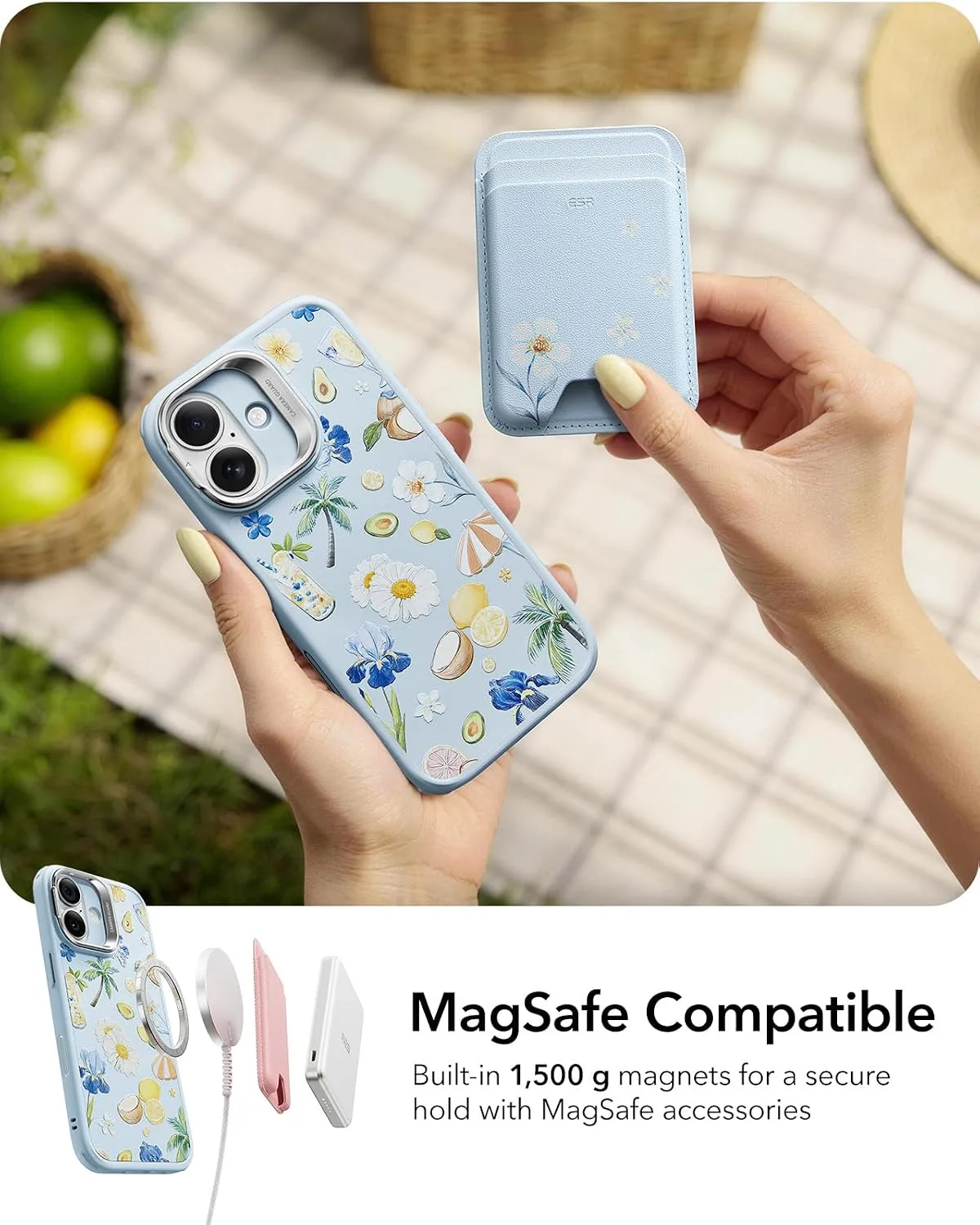 ESR Classic Hybrid Case for iPhone 17 with Flex Stand, Light Blue