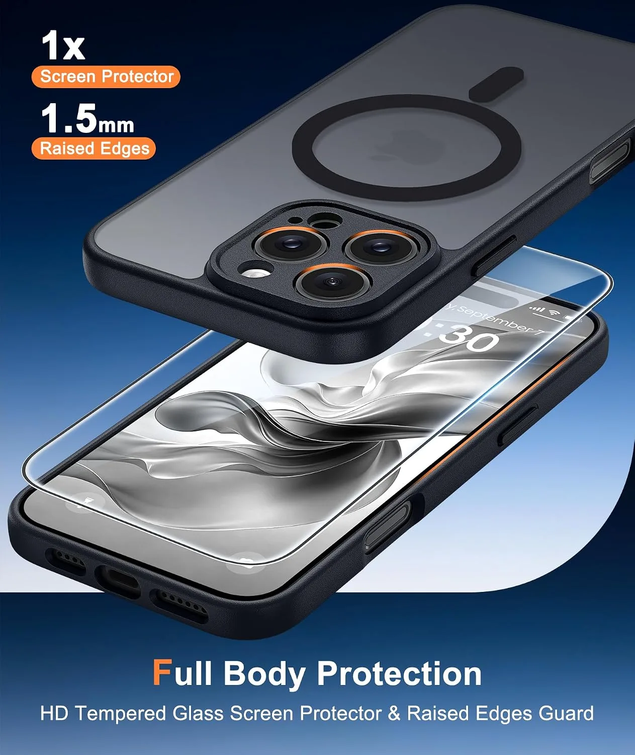 FNTCASE for iPhone 16 Pro Max Case Fit for MagSafe Black