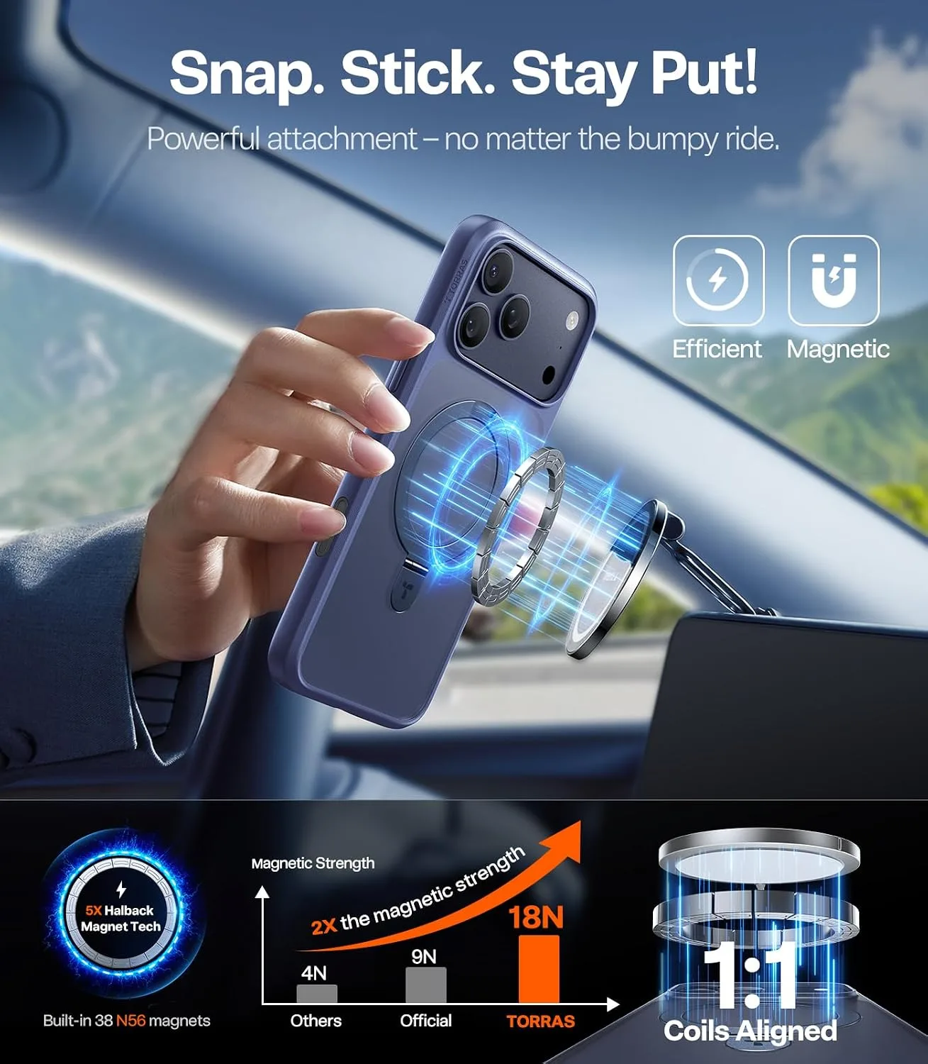 TORRAS Magnetic OStand for iPhone 17 Pro Max Case Hands-Free Viewing