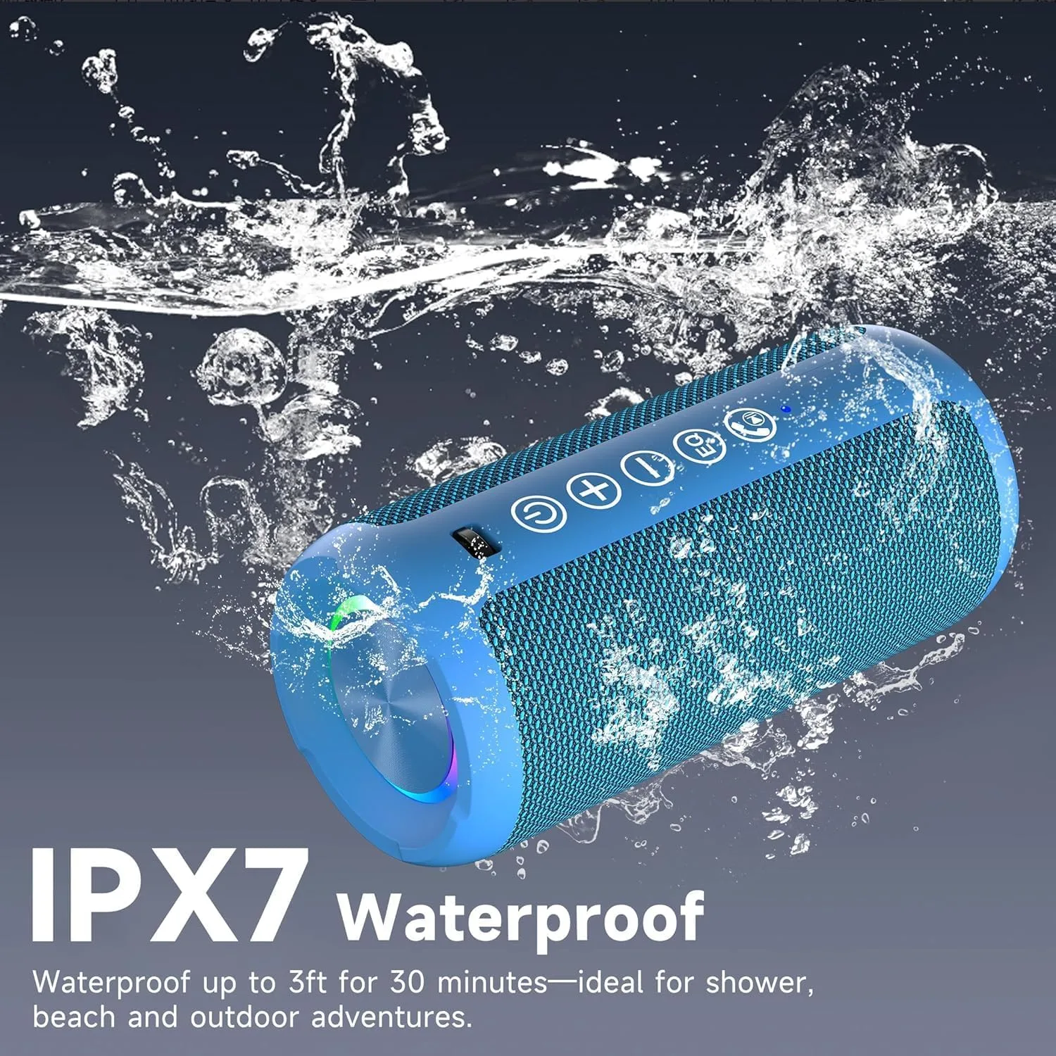 Ortizan X10 Portable Bluetooth Speaker, IPX7 Waterproof, Wireless, Blue