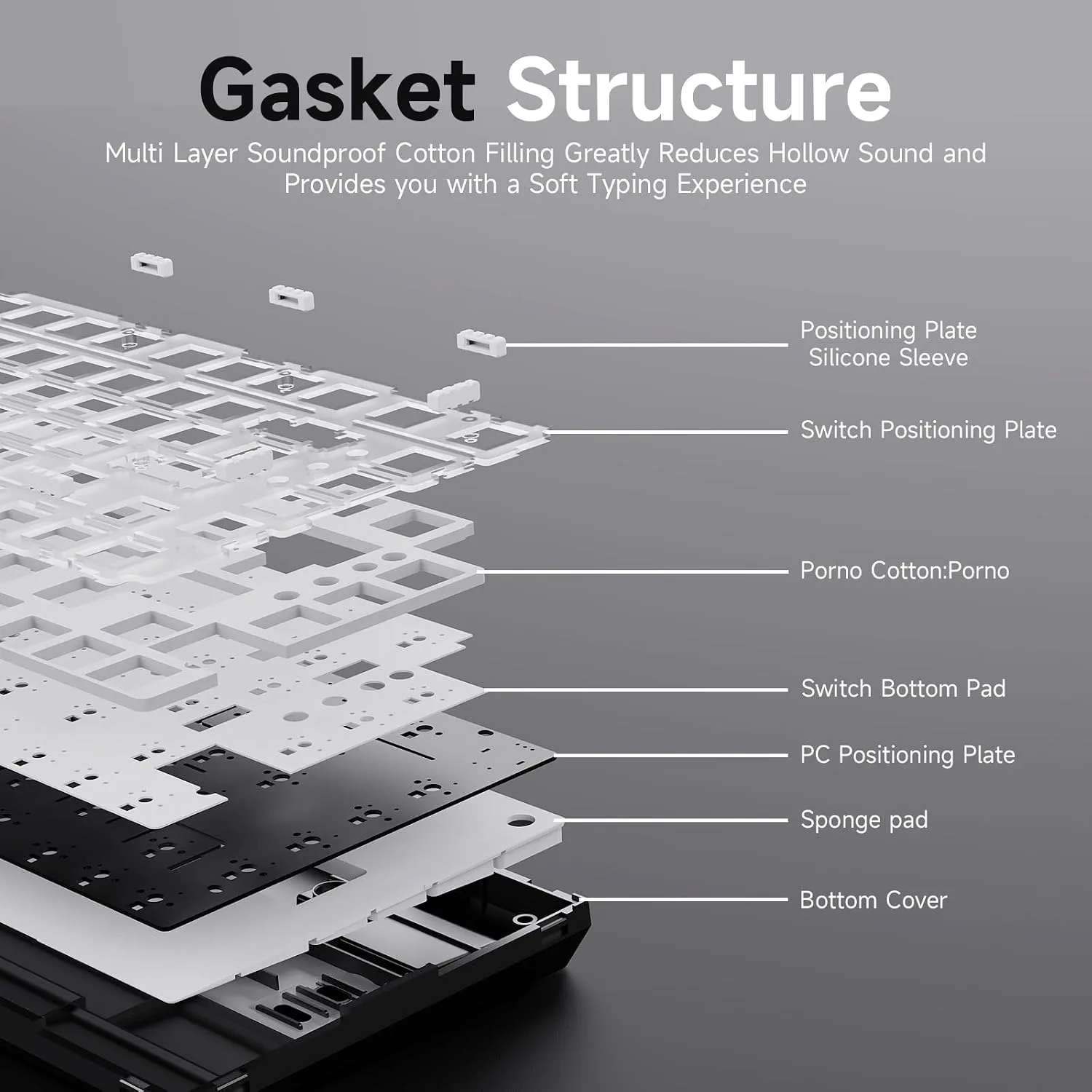 Ajazz AK820 75% Mechanical Gaming Keyboard, Wired Gasket Mount Hot-Swappable Keyboard with Volume Knob, 5-Layer Sound Dampening, PBT Keycaps, 82 Keys, Black