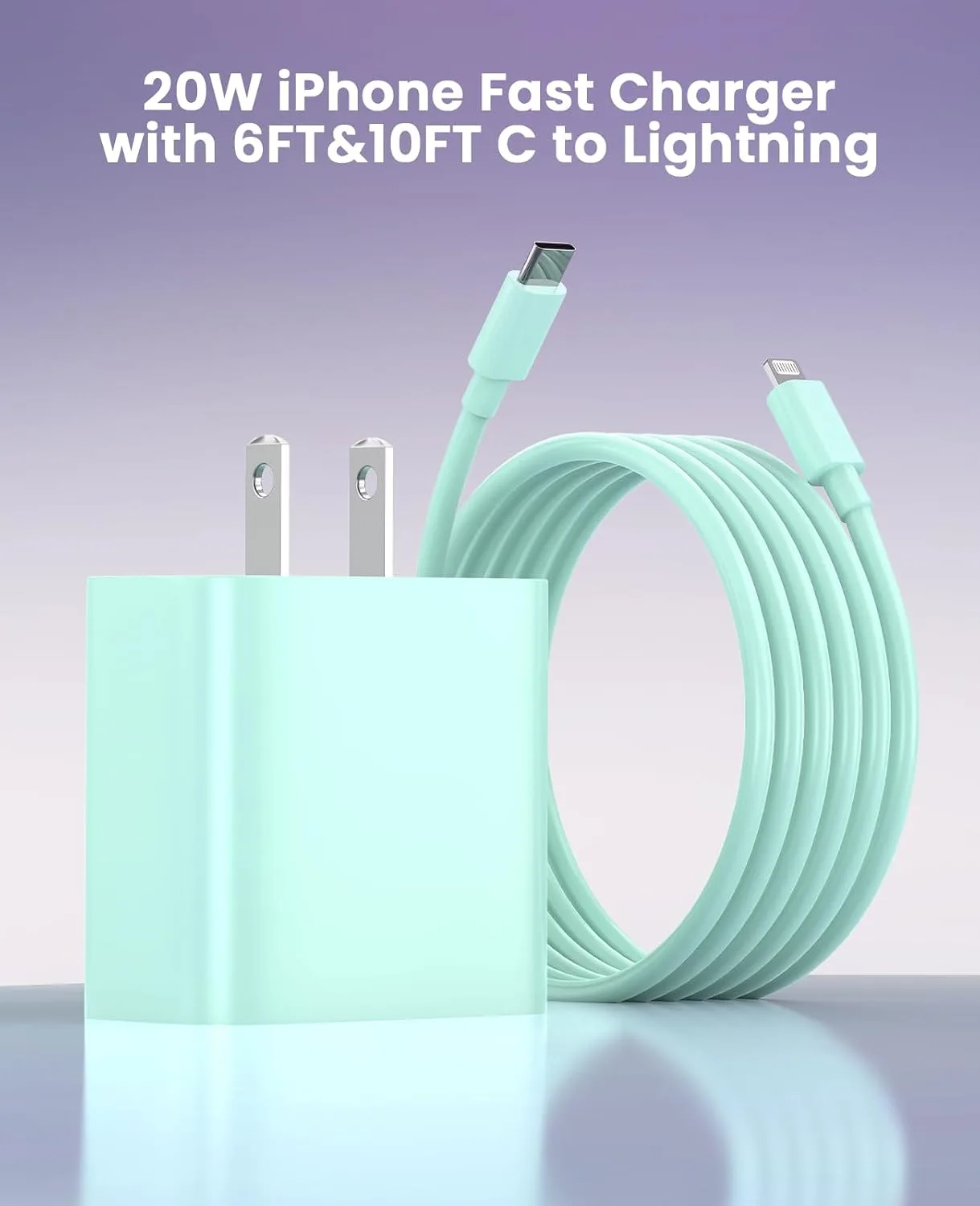 iPhone Charger Fast Charging, USB C Charger Block, 6FT/10FT Lightning Cable