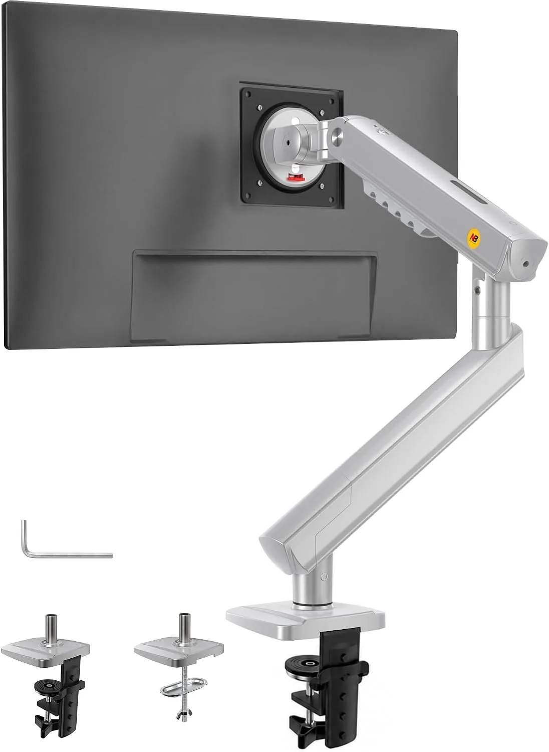 NB SmooVex™ Monitor Arm, Monitor Stand fits up to 32 Inch, Mechanical Spring Monitor Arm, VESA 75/100 mm, Model-A5 (Silver)