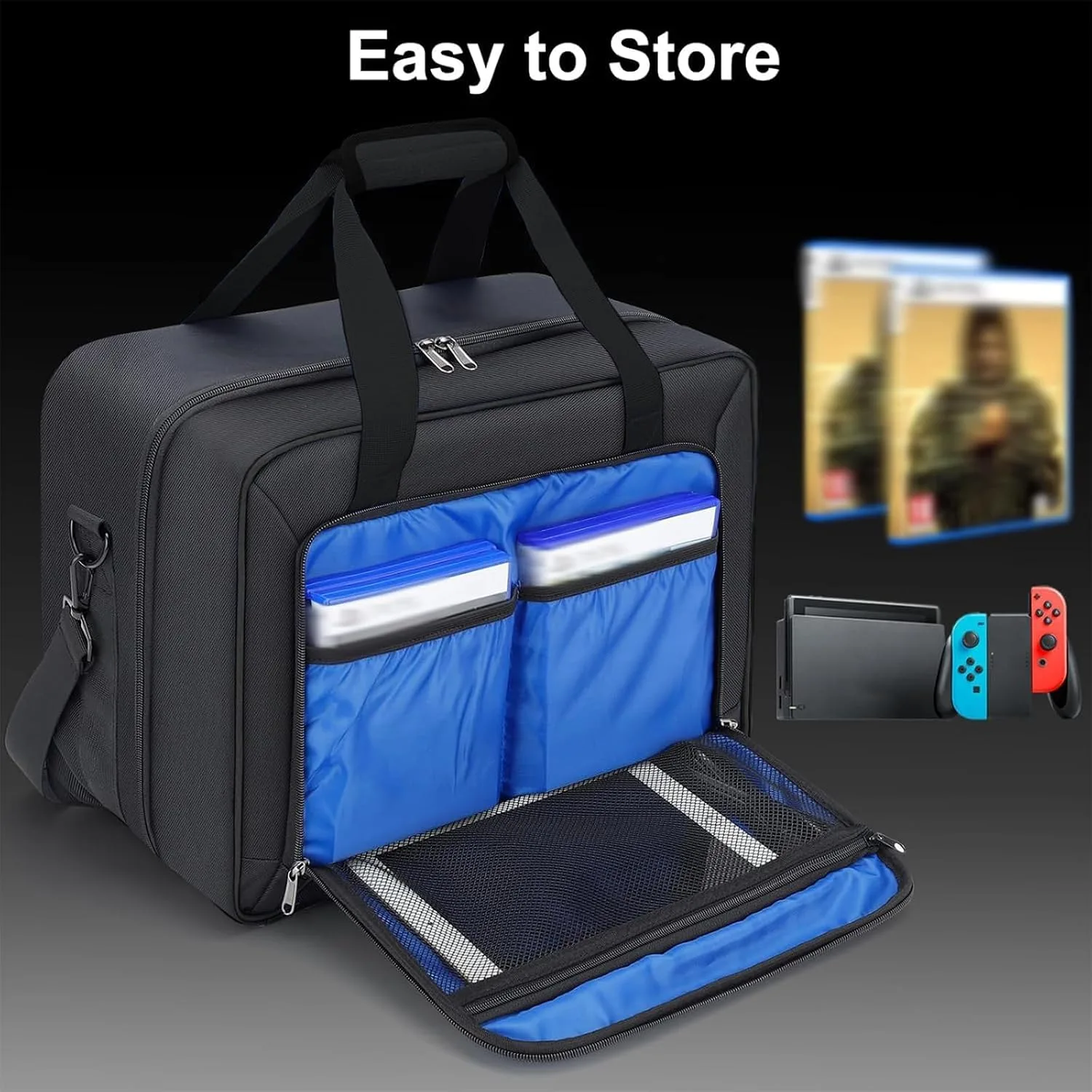 GDNasist Carrying Case Compatible with PS5/PS5 Pro/PS5 Slim, All Black