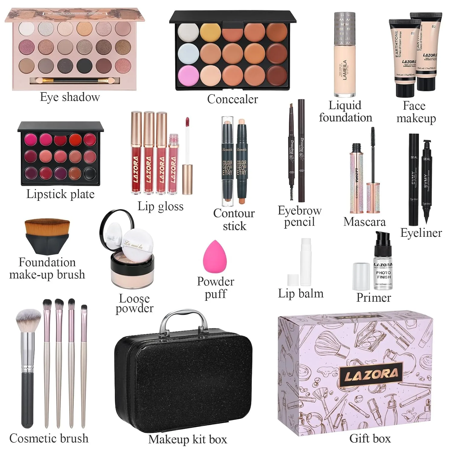 All in One Makeup Kit Makeup Kit for Women Full Kit Makeup Set Multipurpose Bundle Holiday Gift Box Essential Starter Bundle Include Full Make up Kit for Women (Box3)