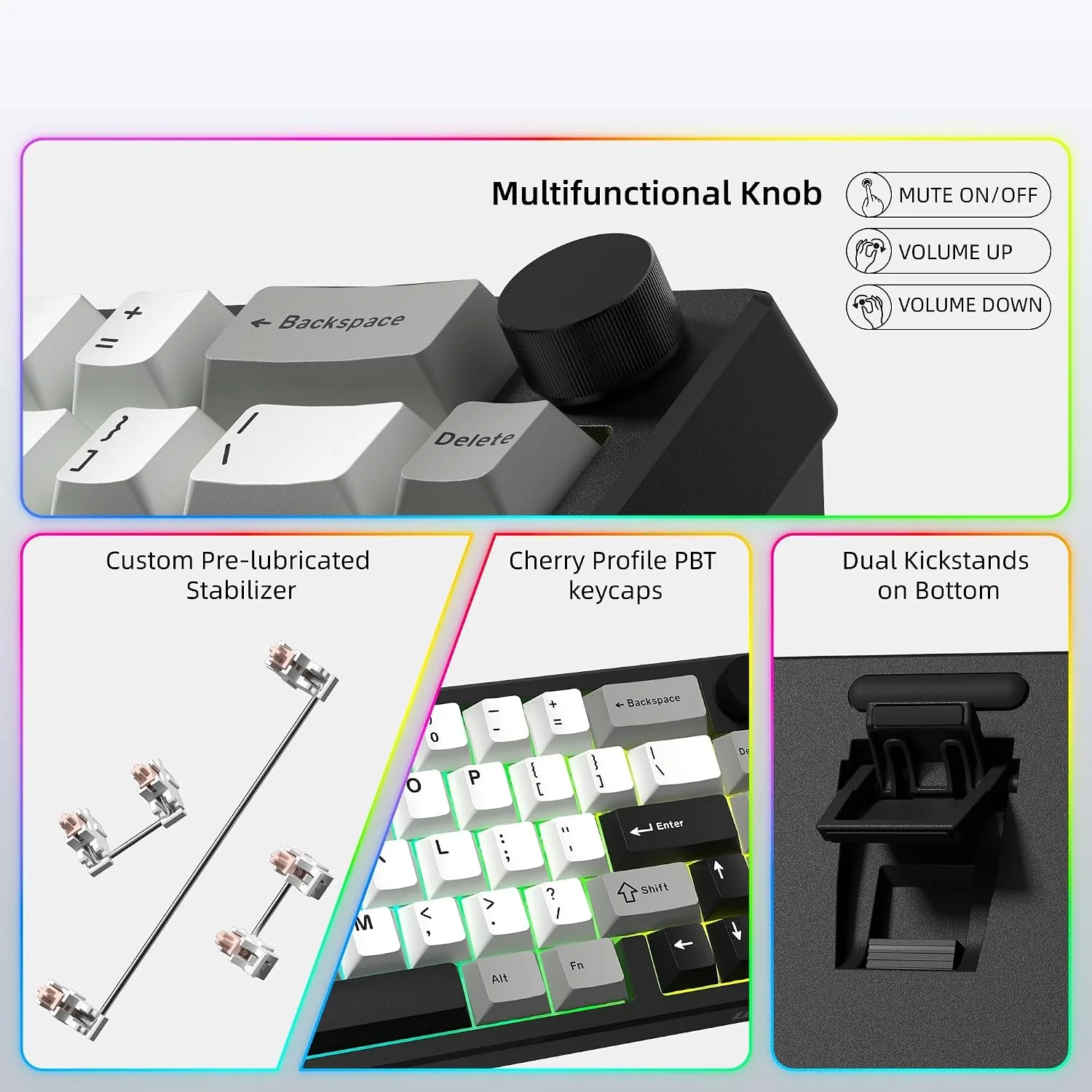 Womier Wireless 60% Gaming Keyboard with CNC Knob Mechanical Keyboard