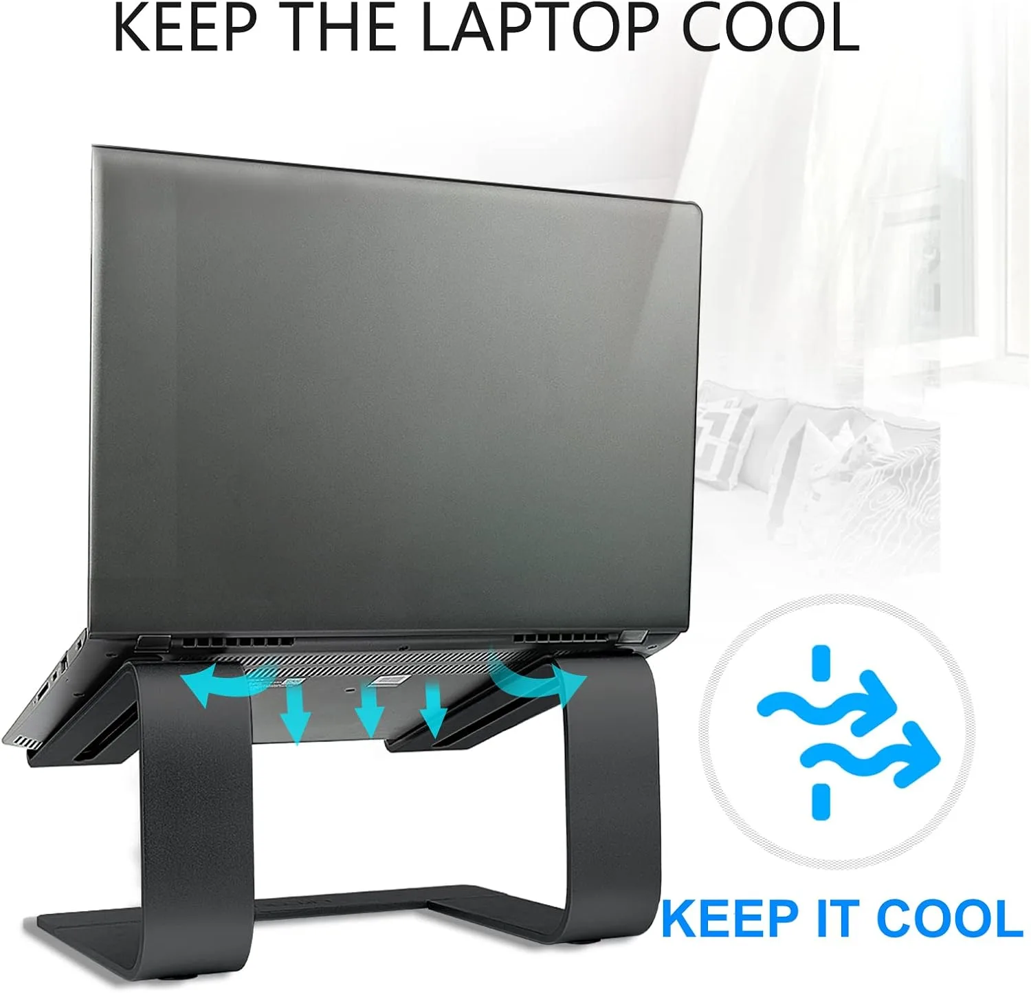 Urmust Laptop Stand for Desk, Black, Up to 15.6" Laptop
