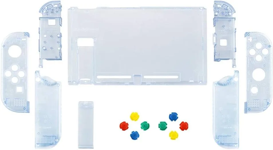 eXtremeRate DIY Replacement Shell Buttons for Nintendo Switch, Back Plate for Switch Console, Housing with Colorful Buttons for Joycon Handheld Controller - Glacier Blue [No Electronics Parts]