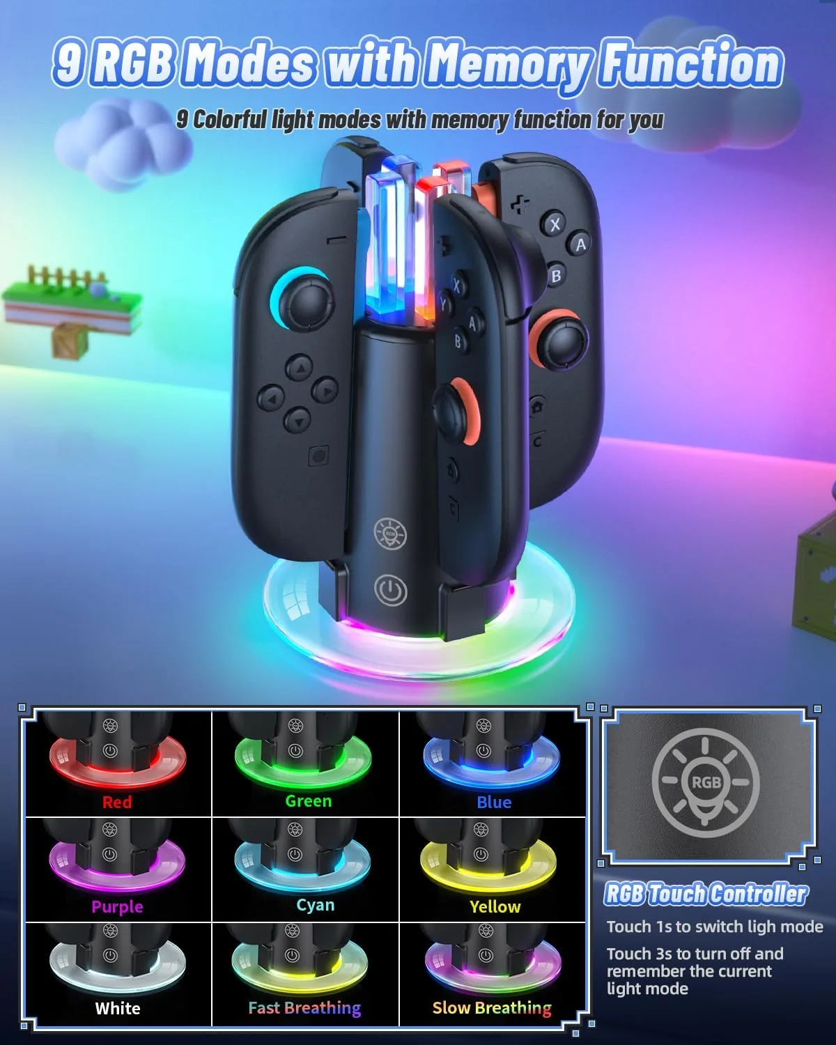FASTSNAIL Switch Controller Charger for Nintendo Switch 2/1/OLED for Joycon
