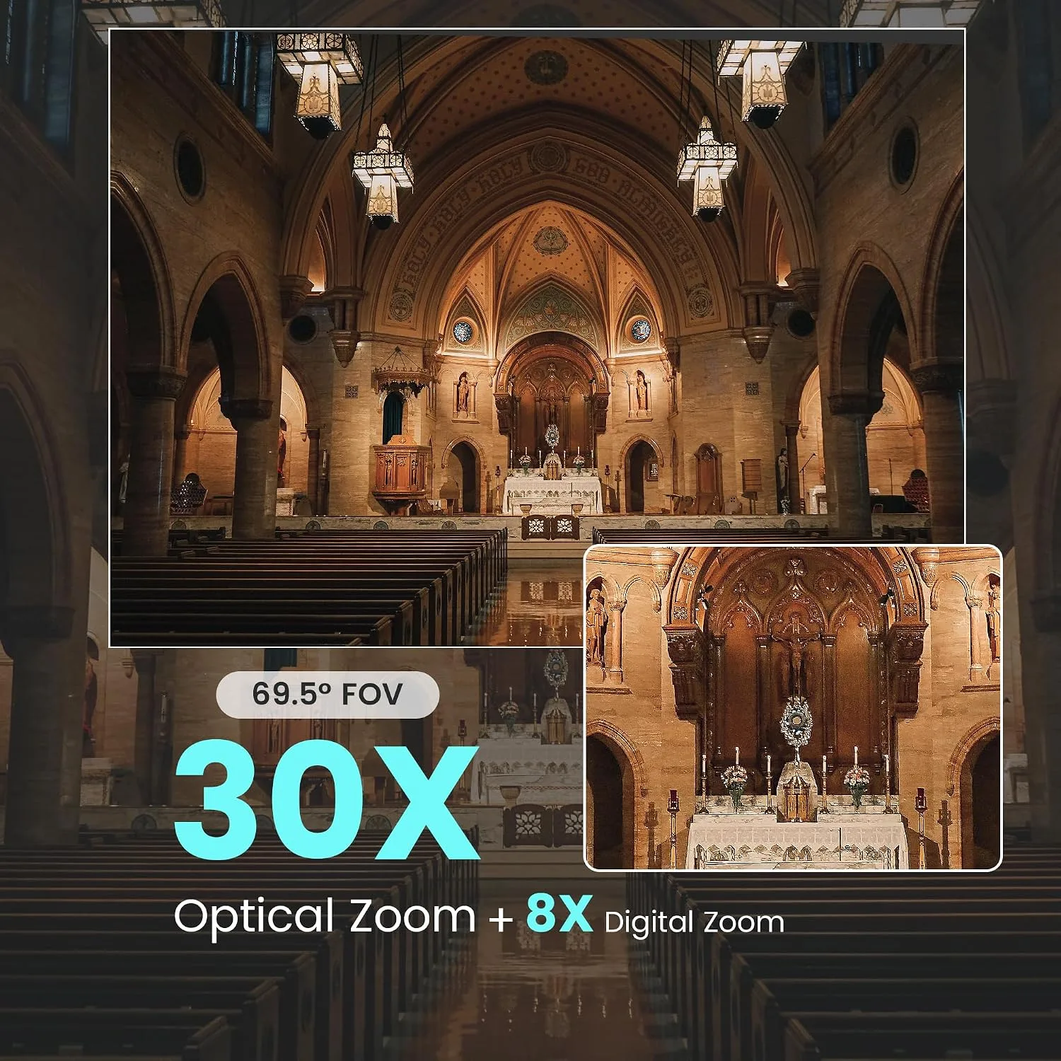 AI Auto Tracking PTZ Camera 3G-SDI/USB3.0/HDMI/LAN PoE 30X Optical and 8X Digital Zoom Live Streaming Camera 1080P 60FPS for Church Services Worship Education Events vMix OBS YouTube
