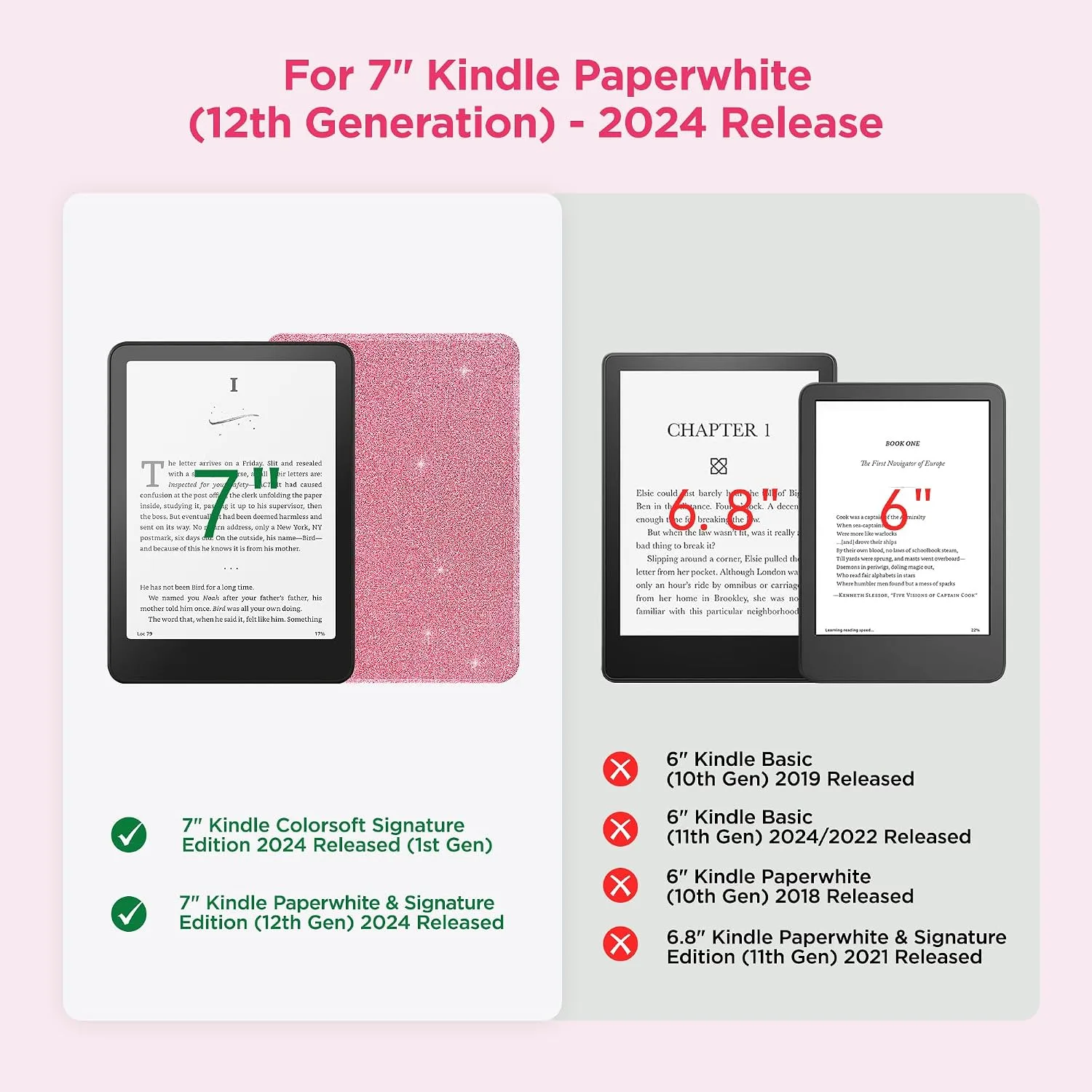 Clear Case for 7'' Kindle Paperwhite 12th Gen 2024 & Colorsoft