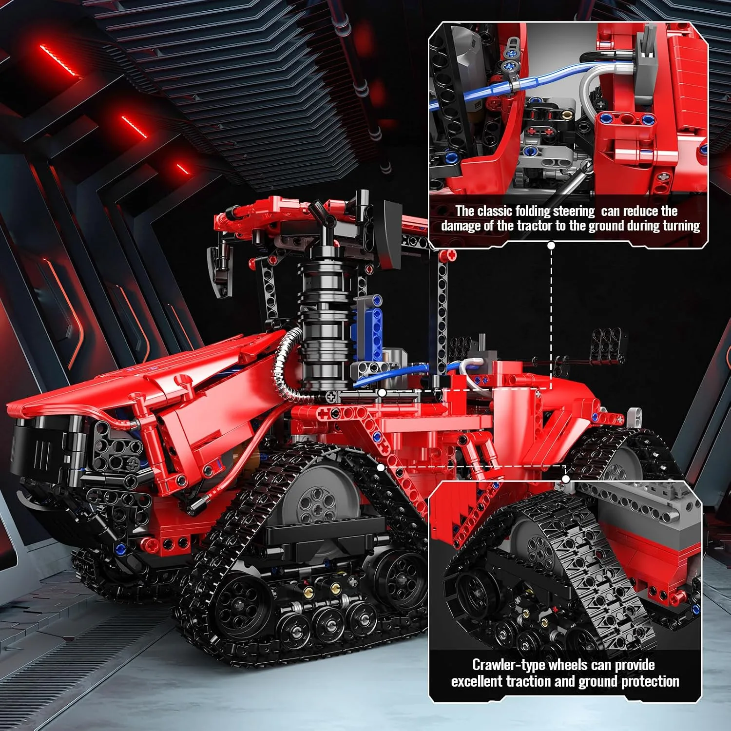 Mould King Crawler Tractor Building Toys, 1698 Pieces 4x4 Tracked Tractor Building Sets for Adults Age 14+, Construction Vehicle Model Blocks Kit Creative