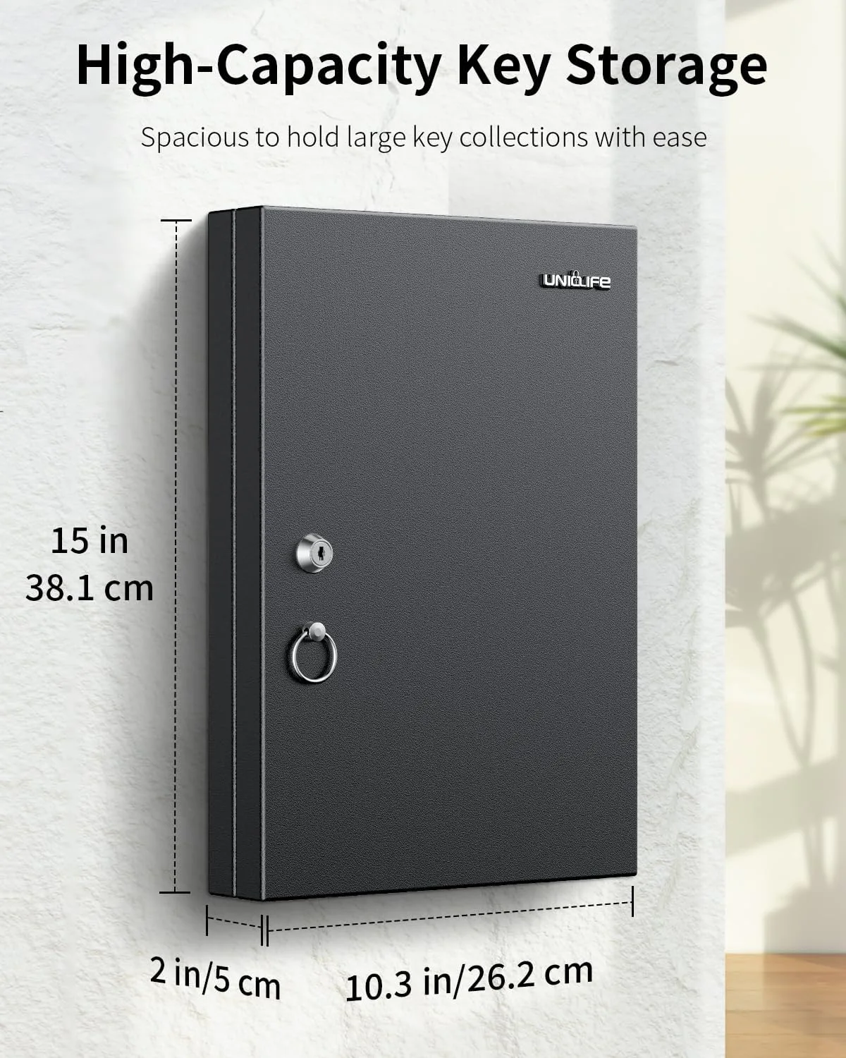 Uniclife 32 Position Key Lock Box, Wall Mount Security Key Cabinet, Black