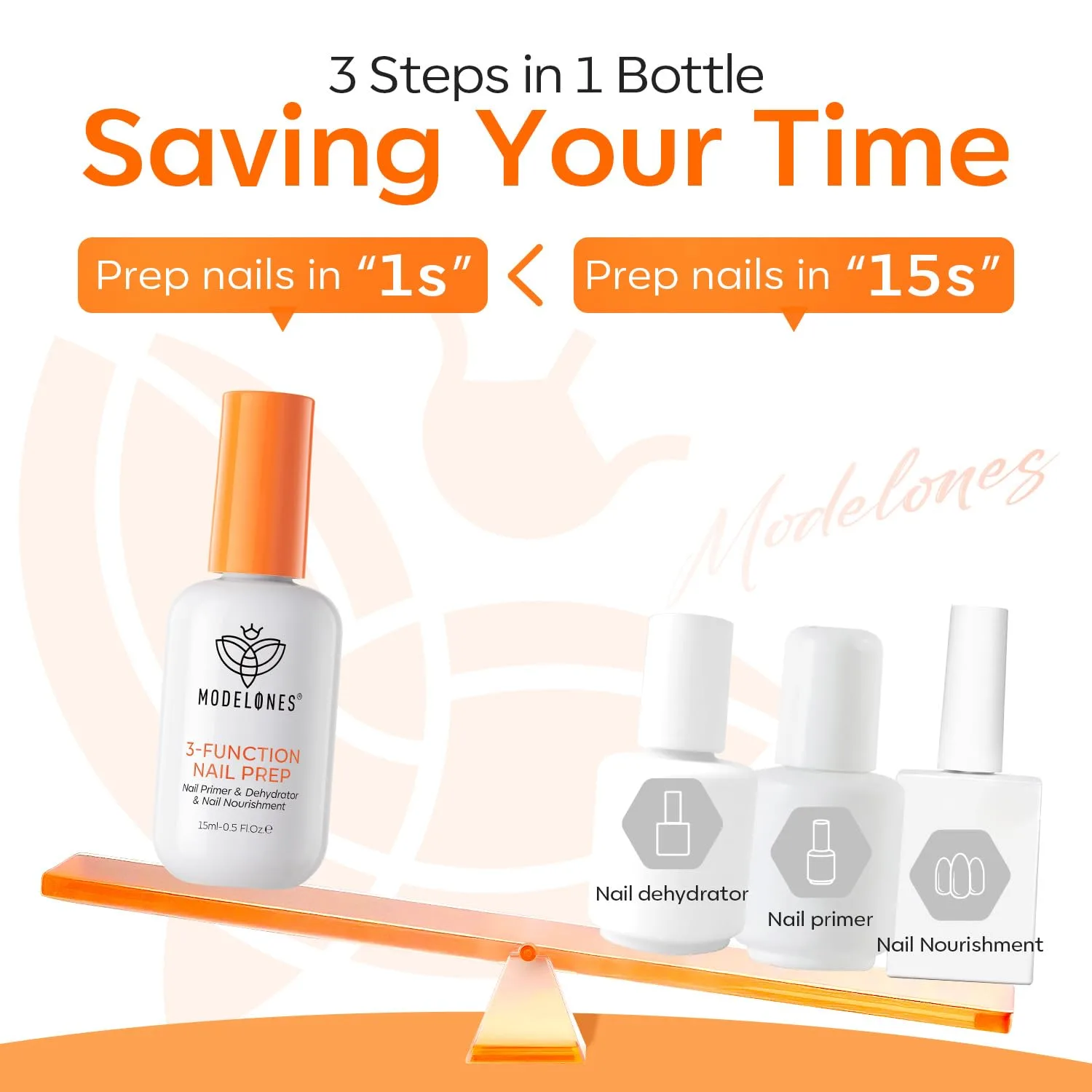 modelones Nail Dehydrator and Primer, 3-in-One HEMA-Free Nourishing Prep