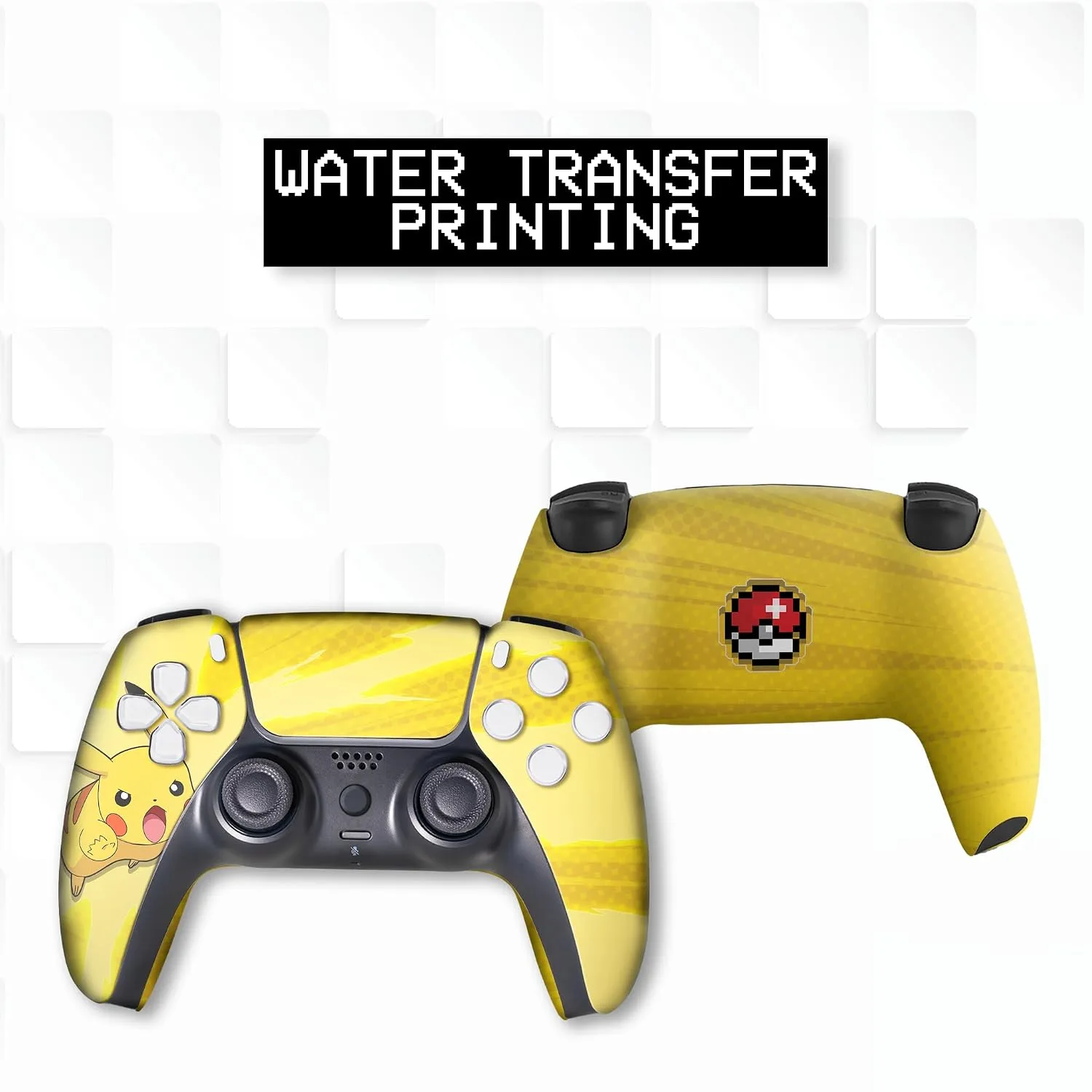 Pikachhu Custom PS-5 Controller Wireless compatible with Play-Station 5 Console by BCB Controllers | Proudly Customized in USA with Permanent HYDRODIP Printing(NOT JUST A SKIN)(MODDED)