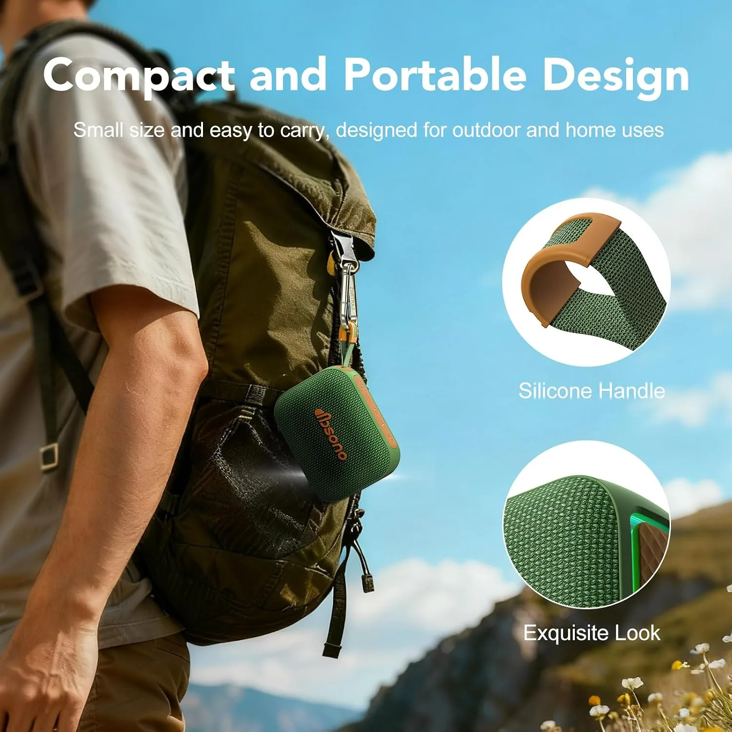Portable Bluetooth Speaker Line-in Support: IPX5 Waterproof, Dark Green