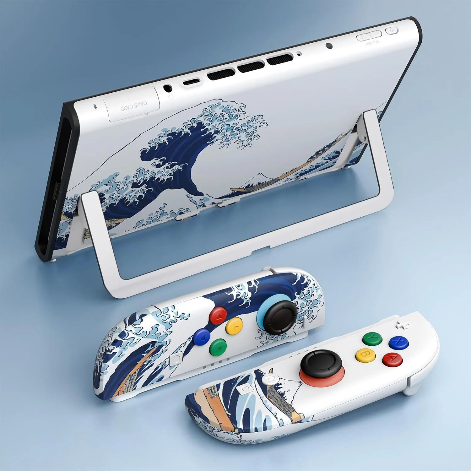 eXtremeRate DIY Replacement Shell Buttons for Nintendo Switch 2, Custom Full Set Back Plate Controller Housing with Buttons for Switch 2 Handheld Console & Joycon 2 - Deluxe Version - The Great Wave