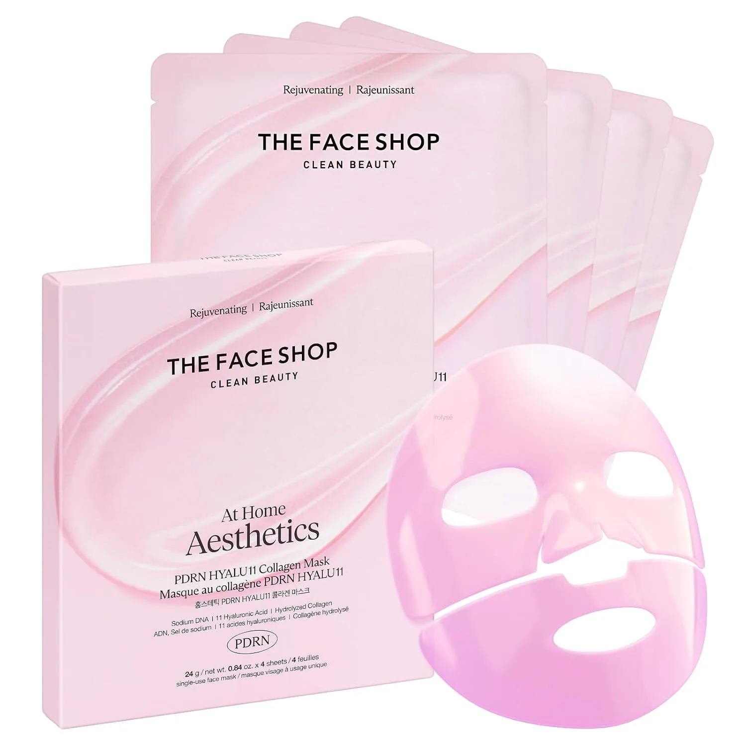 The Face Shop PDRN Collagen Mask, Hydrogel Face Mask, Vegan, 4 Count