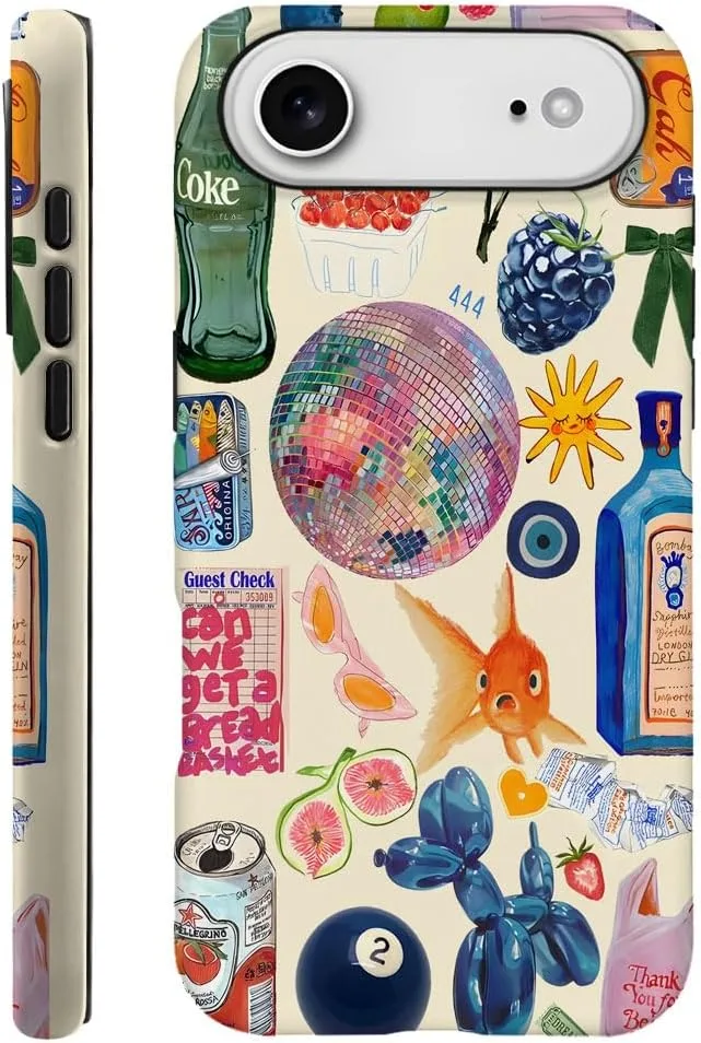 Case Compatible with iPhone 17 Air,Fall Prevention Hybrid 2-Layer Hard Shell Phone Cover for Girls Boys,Collage European Disco