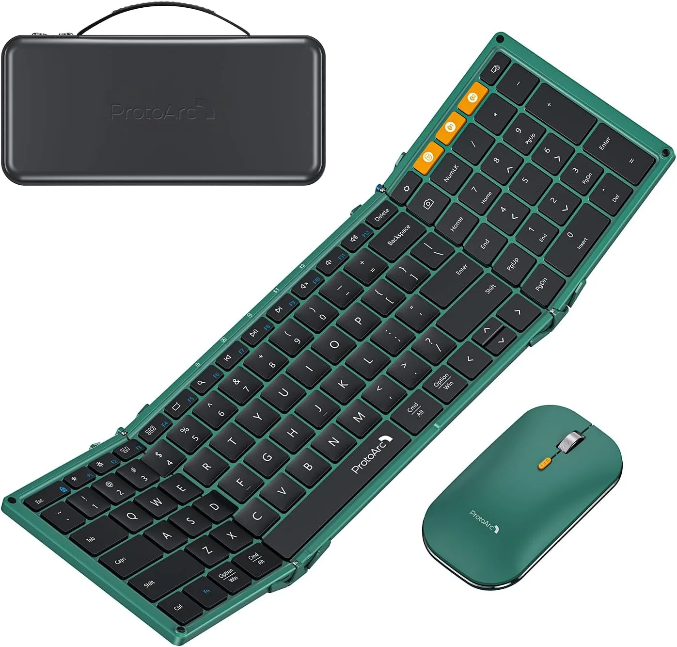 ProtoArc XKM01 Full-Size Foldable Keyboard Mouse Combo for Travel, Green
