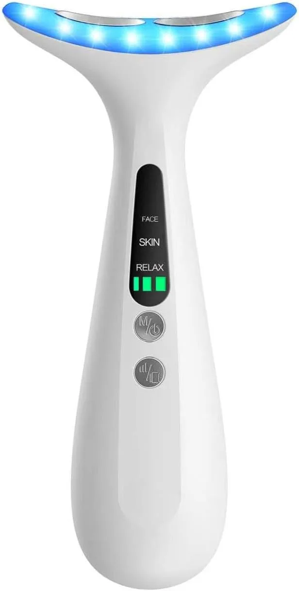 Portable Neck Facial Massager, Constant Temperature Heat & Vibration, USB Rechargeable 3 Speeds, Relieve Fatigue, Accelerate Skincare Absorption