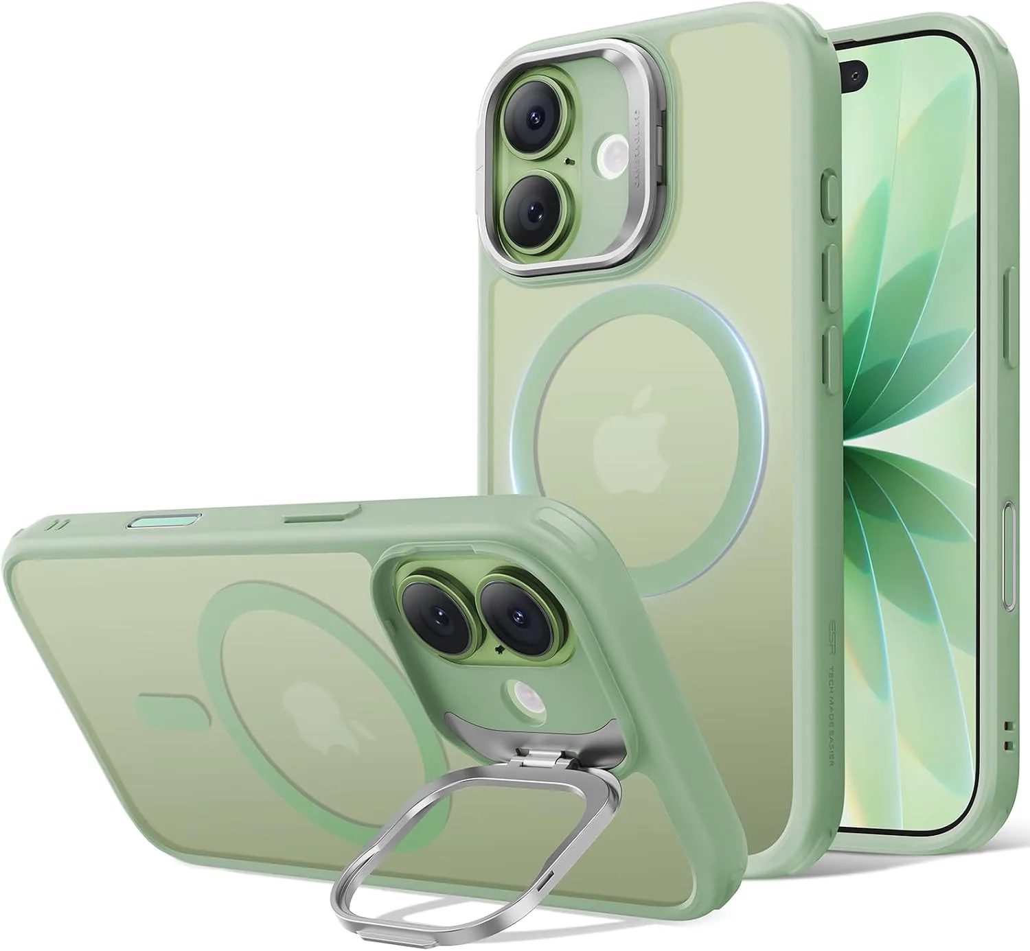 ESR Classic Hybrid for iPhone 17 Case with Flex Stand, Frosted Light Green