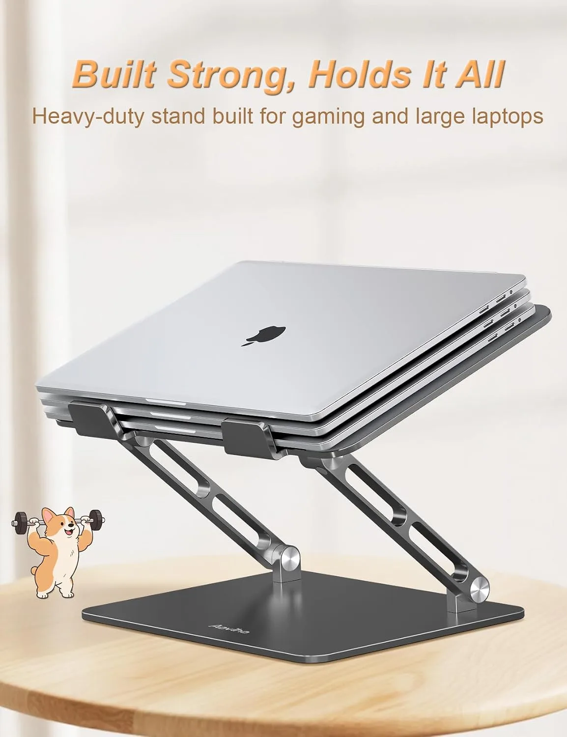 Aoviho Aluminum Laptop Stand for Desk Fit for All 10"-17.3" Laptops, Grey