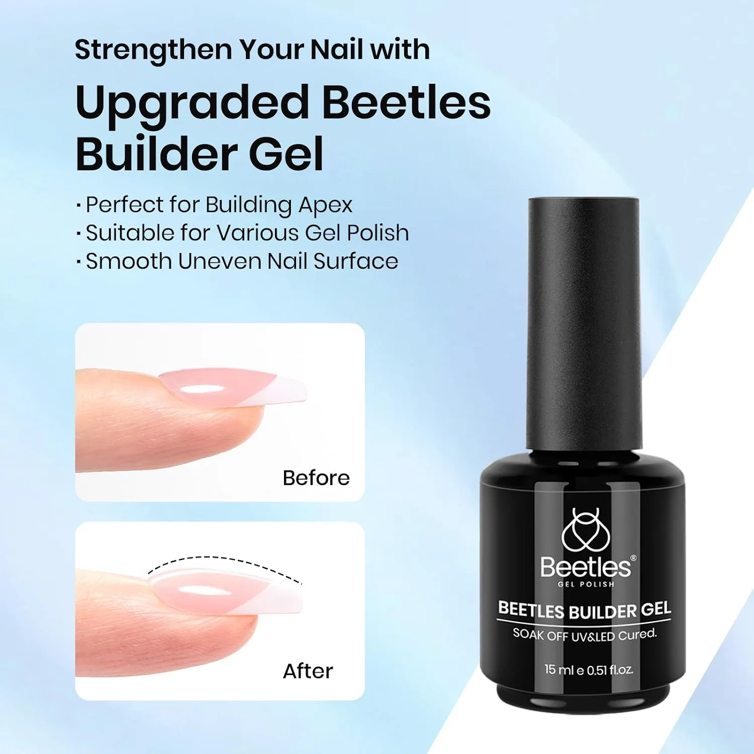 Beetles Builder Gel and Extra Glossy Top Coat with Nail Brush 2Pcs 15ML